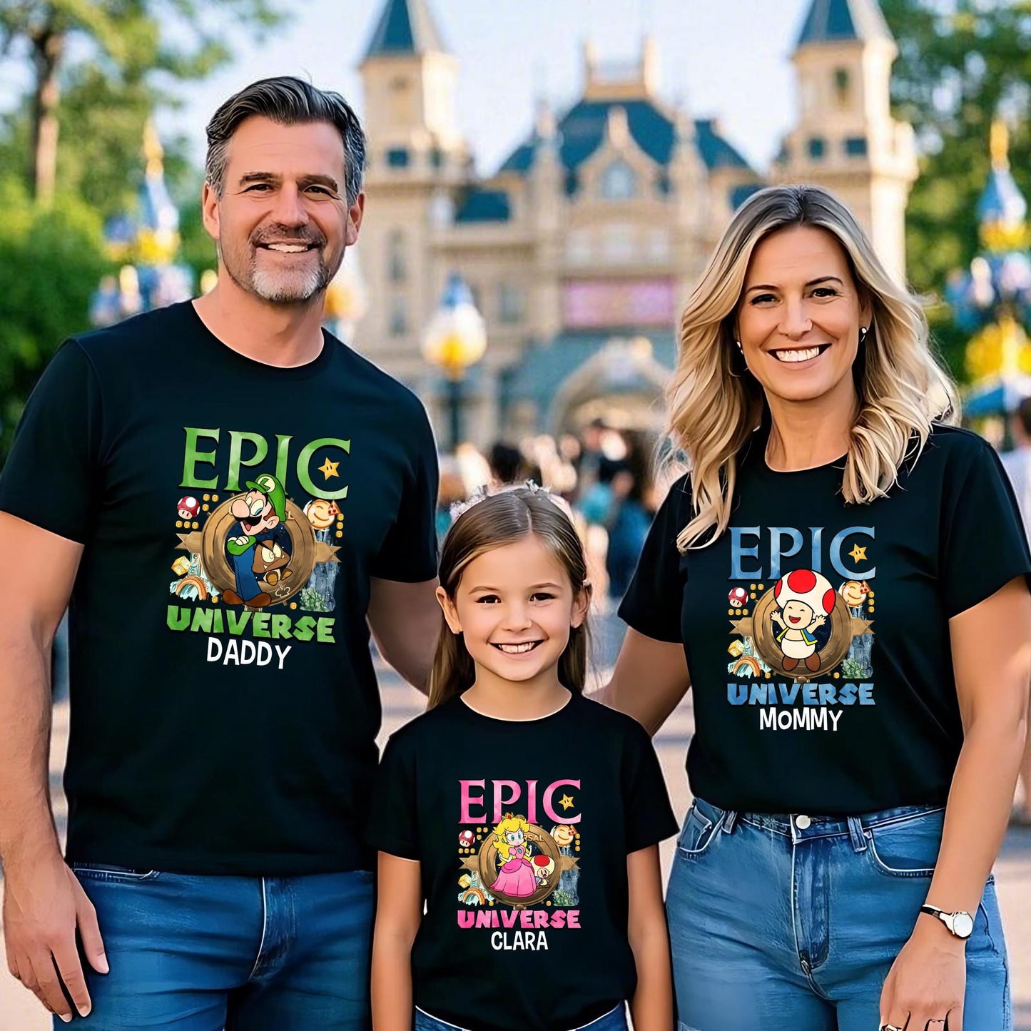 Epic Family Vacation 2025 Shirt, Custom Super Mario Epic Universe Shirt, Mario Luigi Princess Peach Epic Universe Family Shirt