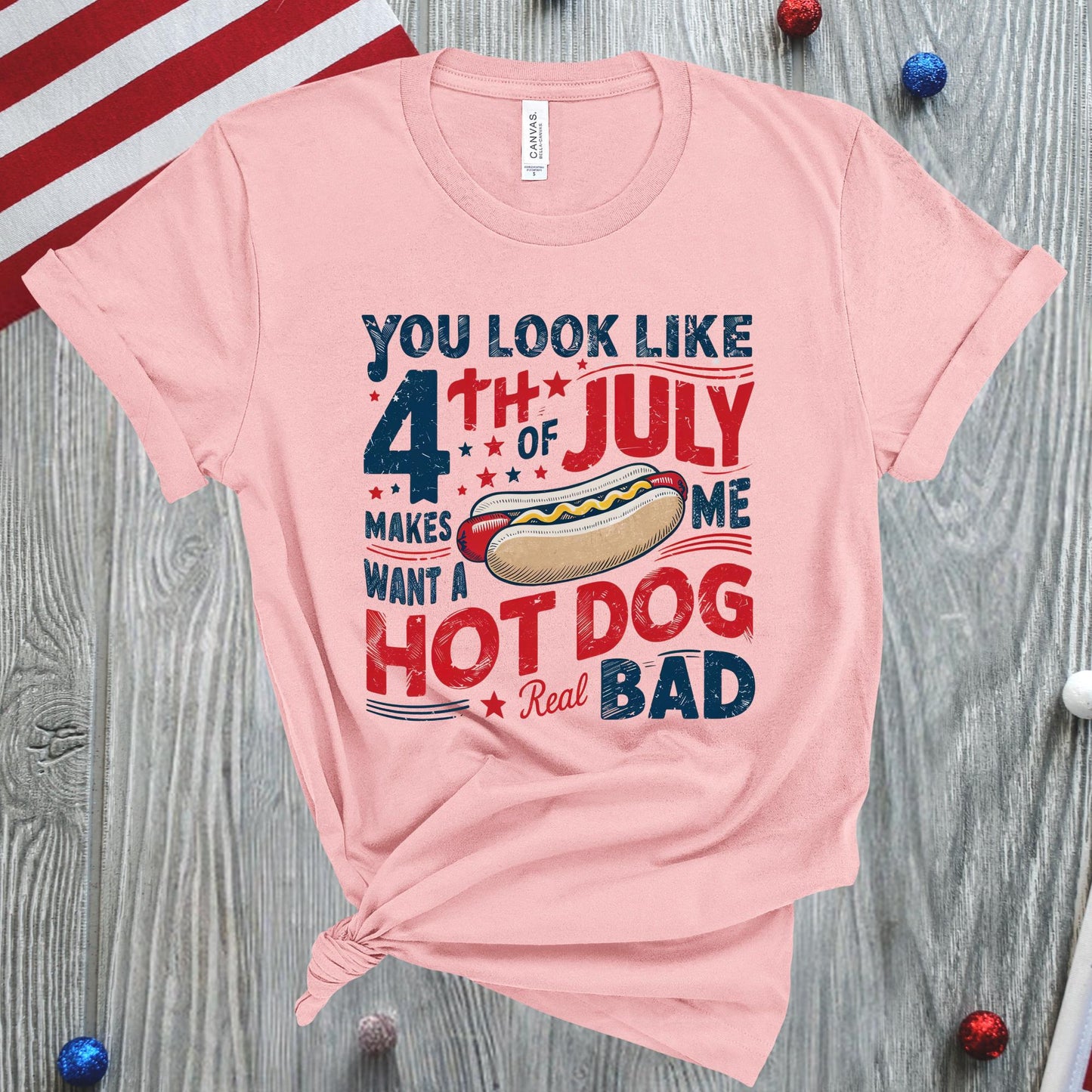 Funny 4th of July Hot Dog Shirt: Independence Day Tee