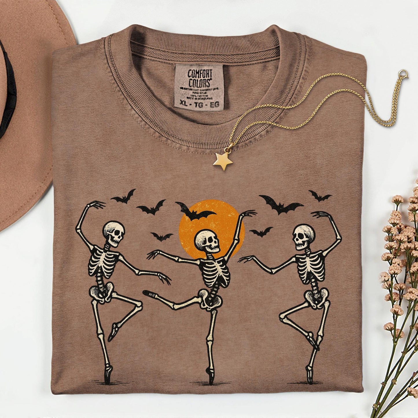Dancing Skeleton Comfort Colors Shirt: Retro Halloween Tee
