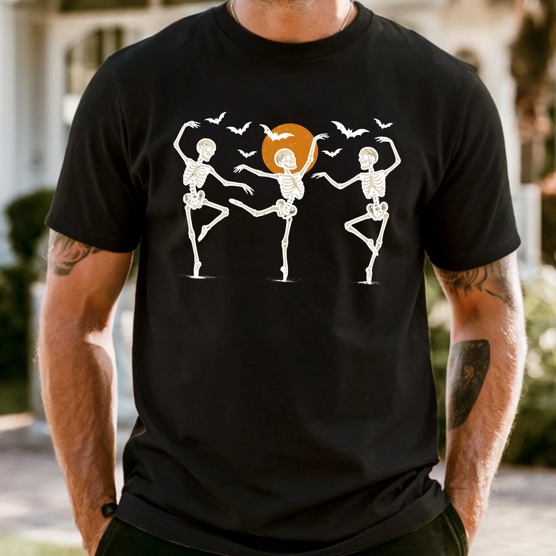 Dancing Skeleton Comfort Colors Shirt: Retro Halloween Tee