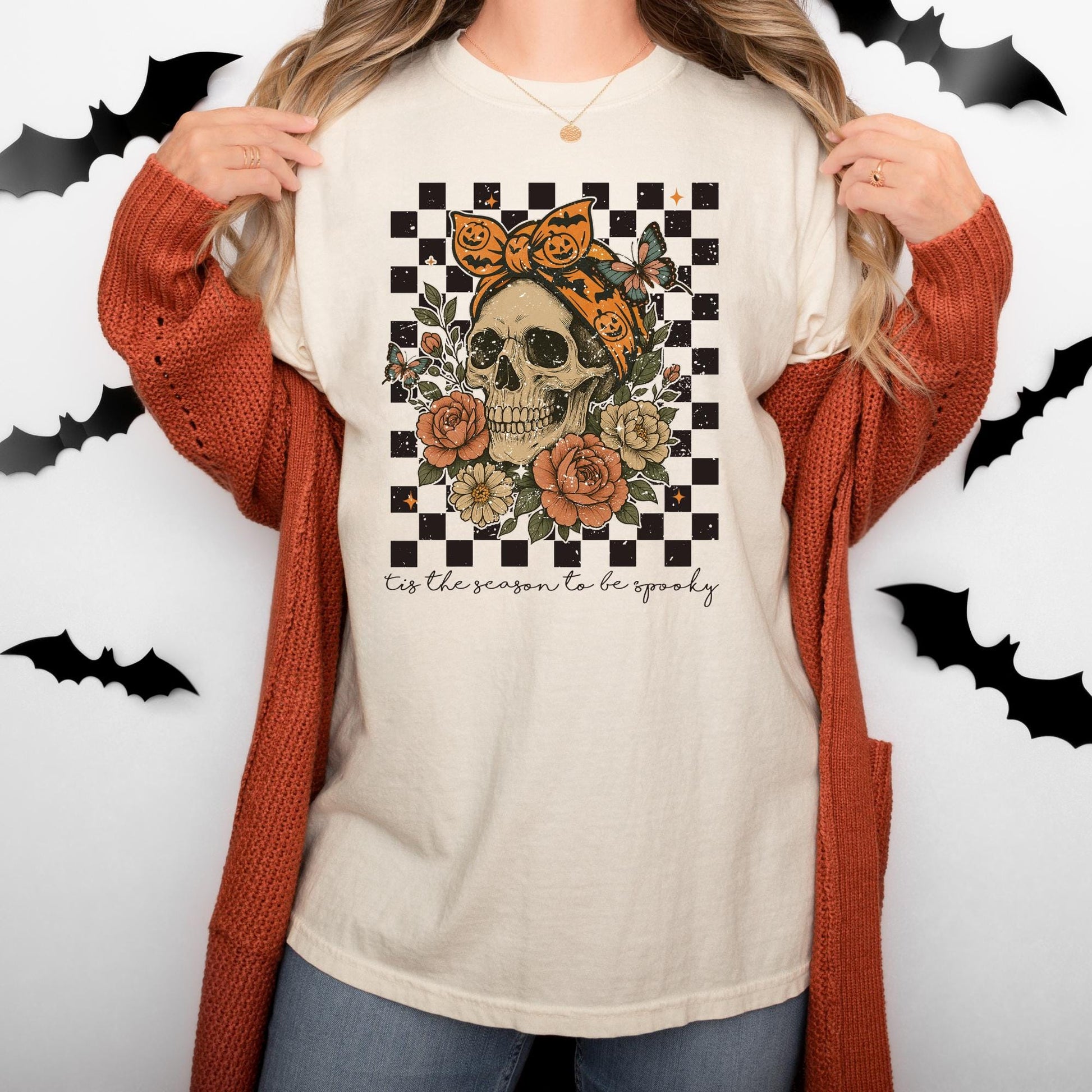 Skull Bow Halloween Shirt: Spooky Comfort Colors Tee