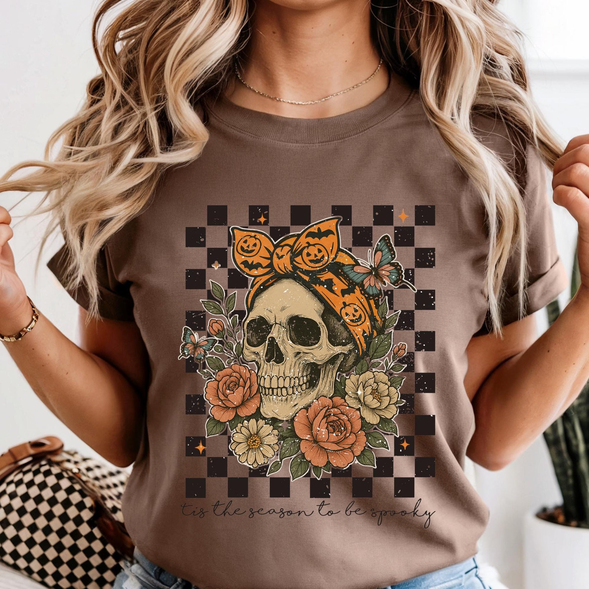 Skull Bow Halloween Shirt: Spooky Comfort Colors Tee