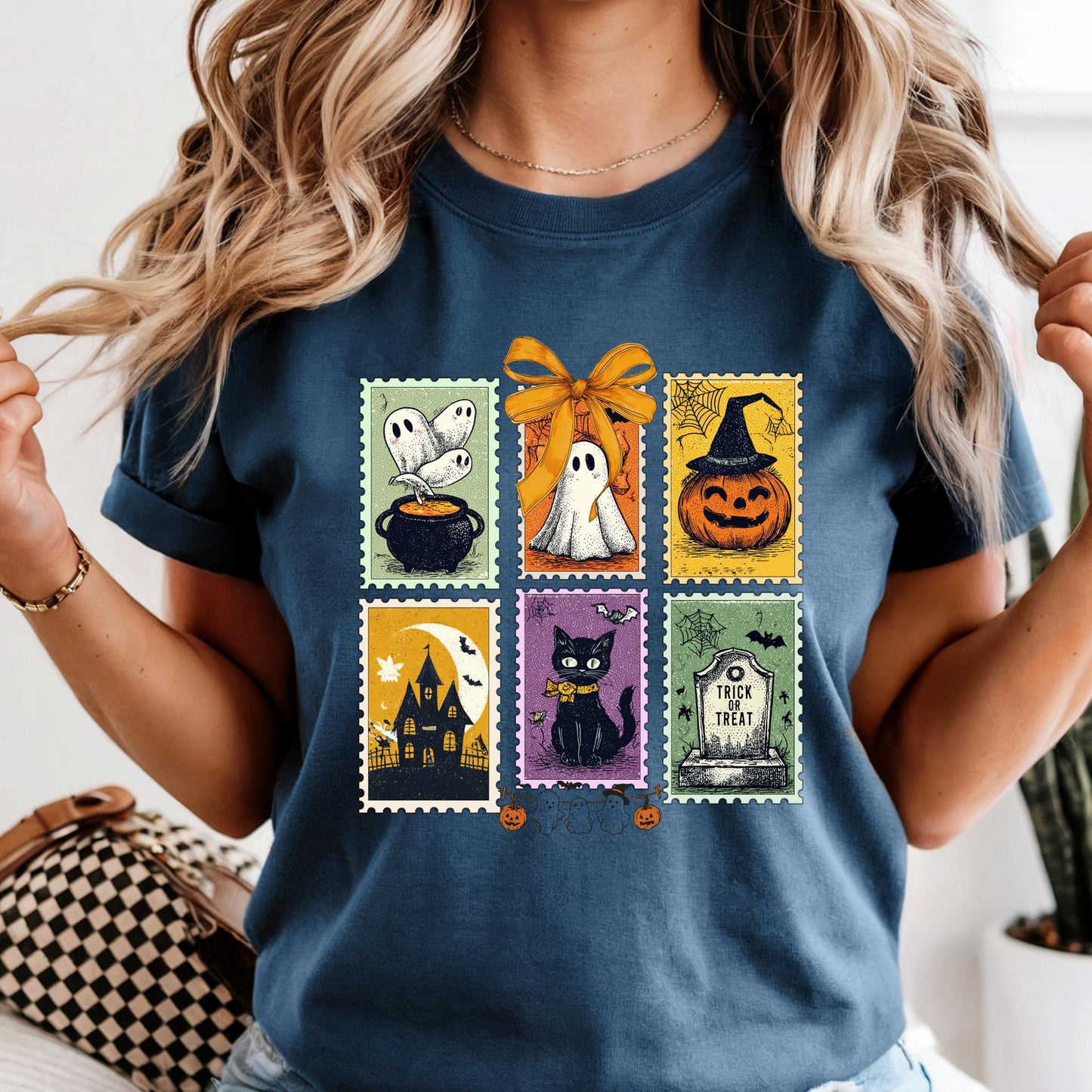 Halloween Cute Ghost Pumpkin Cat Shirt, Comfort Colors®, Cute Ghost Shirt, Retro Ghost Tee, Women's Halloween Shirt, Fall Spooky Cat shirt