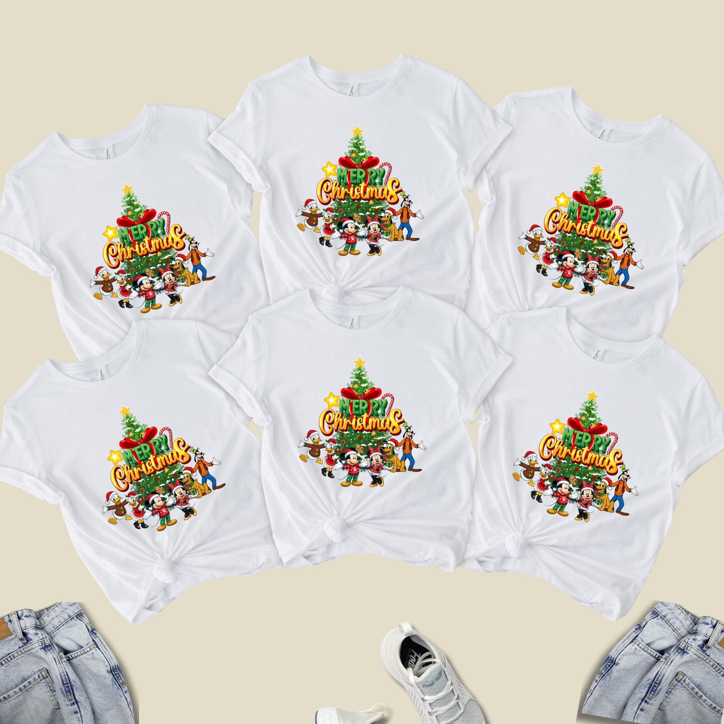 Custom Disney Merry Christmas Shirt, Mickey & Friends Xmas Tree T-shirt