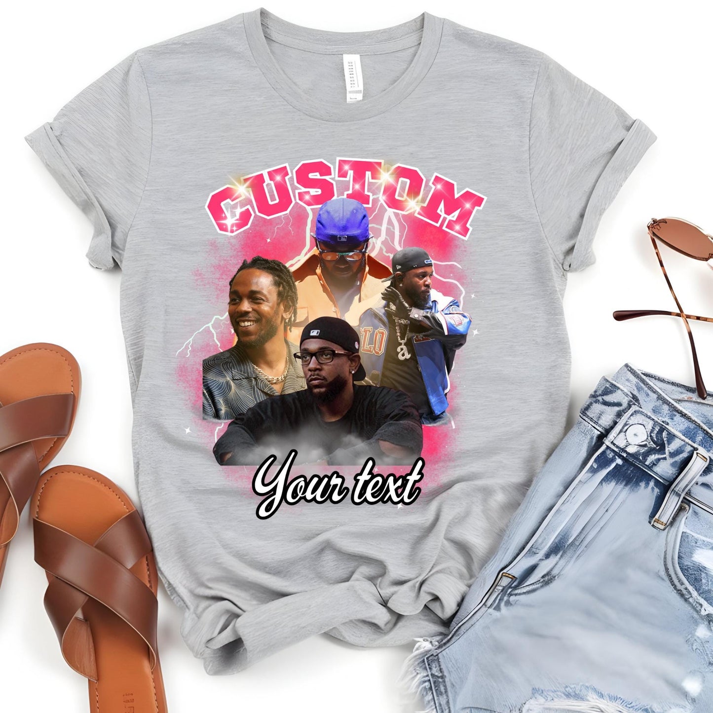 Custom Face Photo T-Shirt: Bootleg Rap Style Birthday Gift
