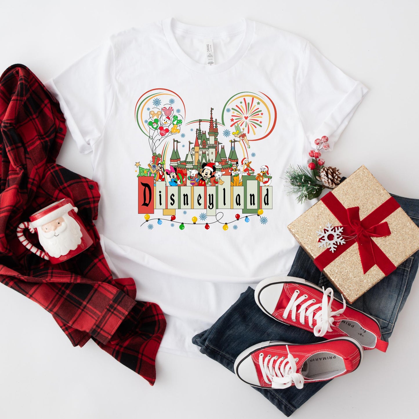 Custom Disney Christmas Shirt, Christmas Gift, Retro Disneyland Christmas T-shirt, Disneyland Shirt, Christmas Family Shirt