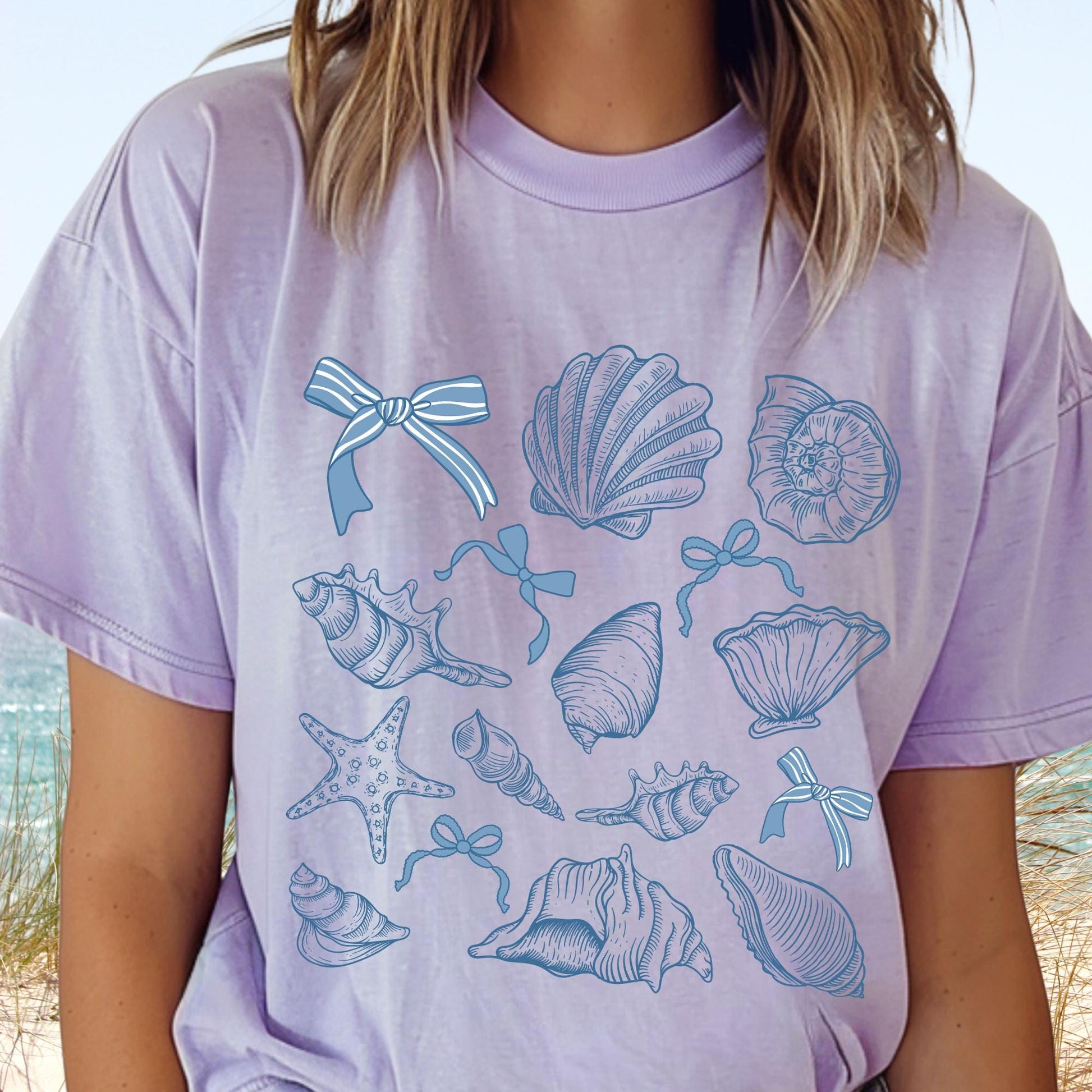 Seashell Comfort Colors T-Shirt: Retro Beach Coquette Top