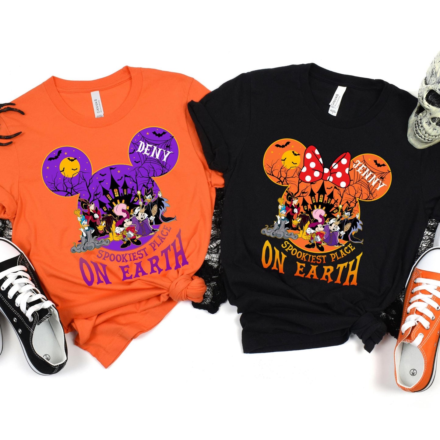 Halloween Disney Shirt, Custom Halloween 2025 Shirt, Family Matching Shirt, Spookiest Place On Earth Tee, Mickey Minnie Matching Shirt