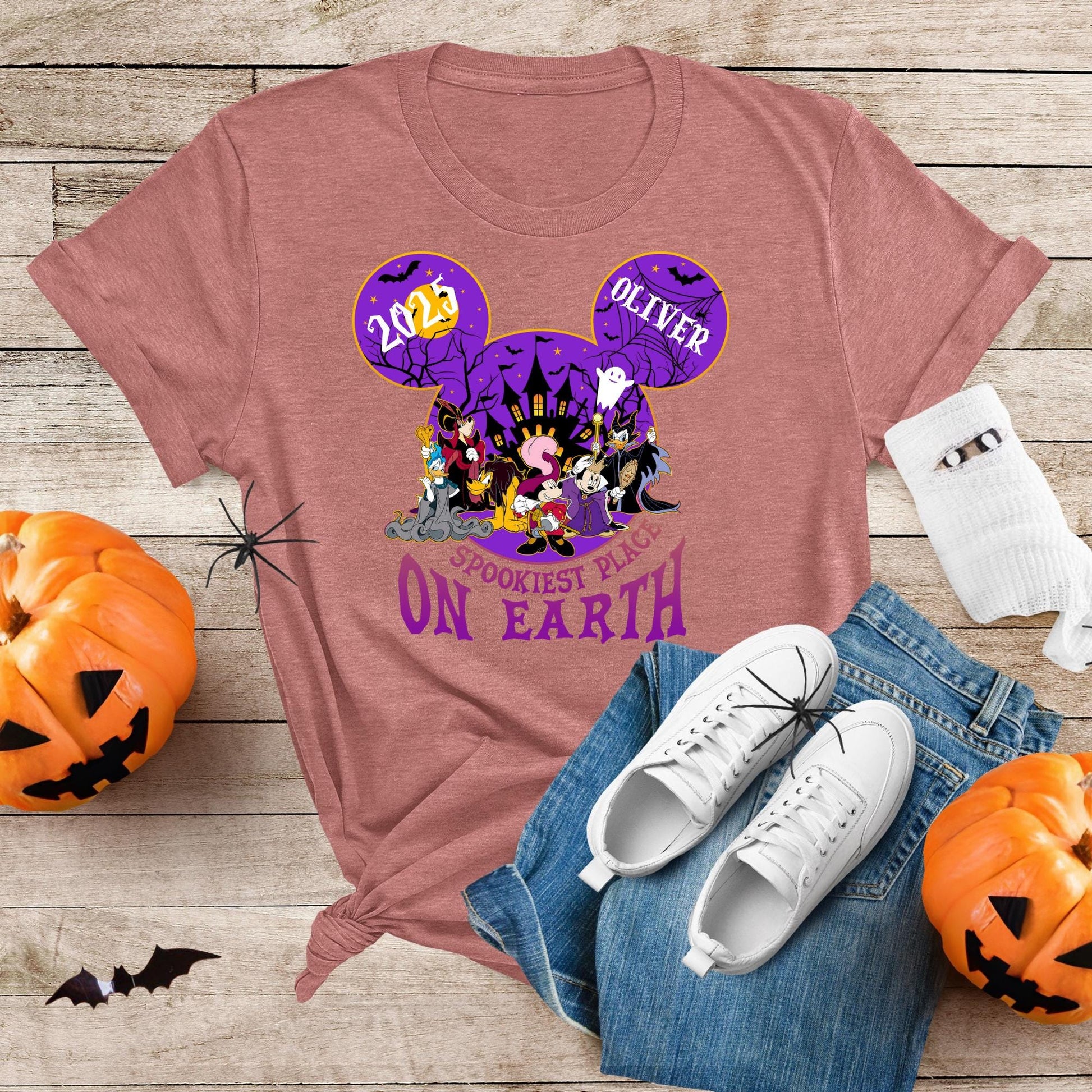 Halloween Disney Shirt, Custom Halloween 2025 Shirt, Family Matching Shirt, Spookiest Place On Earth Tee, Mickey Minnie Matching Shirt