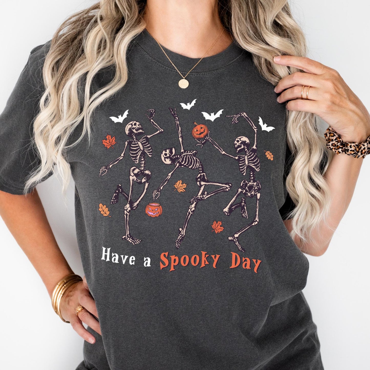 Skeleton Dancing Comfort Colors® Shirt, Have A Spooky Day Shirt, Pumpkin Shirt, Spooky Day Shirt, Halloween Gift