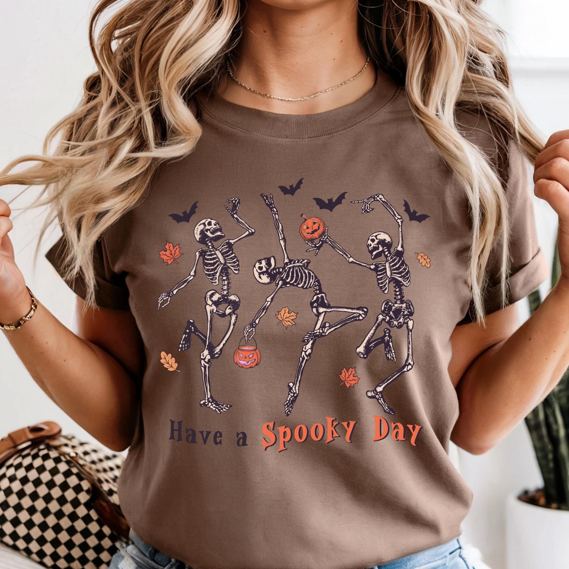 Skeleton Dancing Comfort Colors® Shirt, Have A Spooky Day Shirt, Pumpkin Shirt, Spooky Day Shirt, Halloween Gift