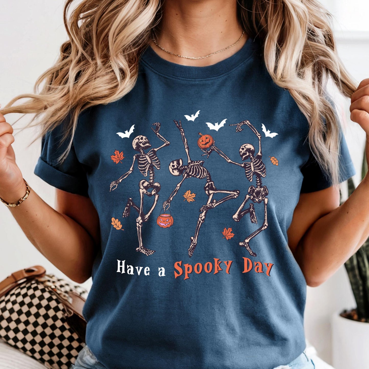 Skeleton Dancing Comfort Colors® Shirt, Have A Spooky Day Shirt, Pumpkin Shirt, Spooky Day Shirt, Halloween Gift
