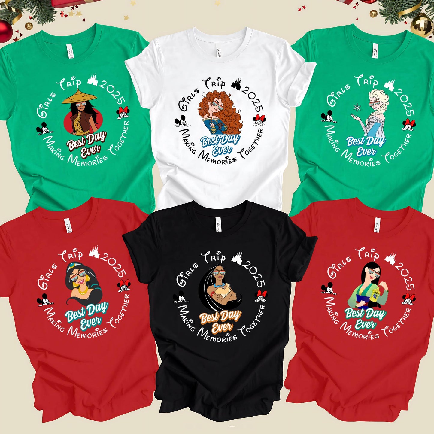 Custom Disney Girls Trip 2025 Shirt, Personalized Disneyland Shirt, Disney Princess Tee, Family Vacation T-shirt