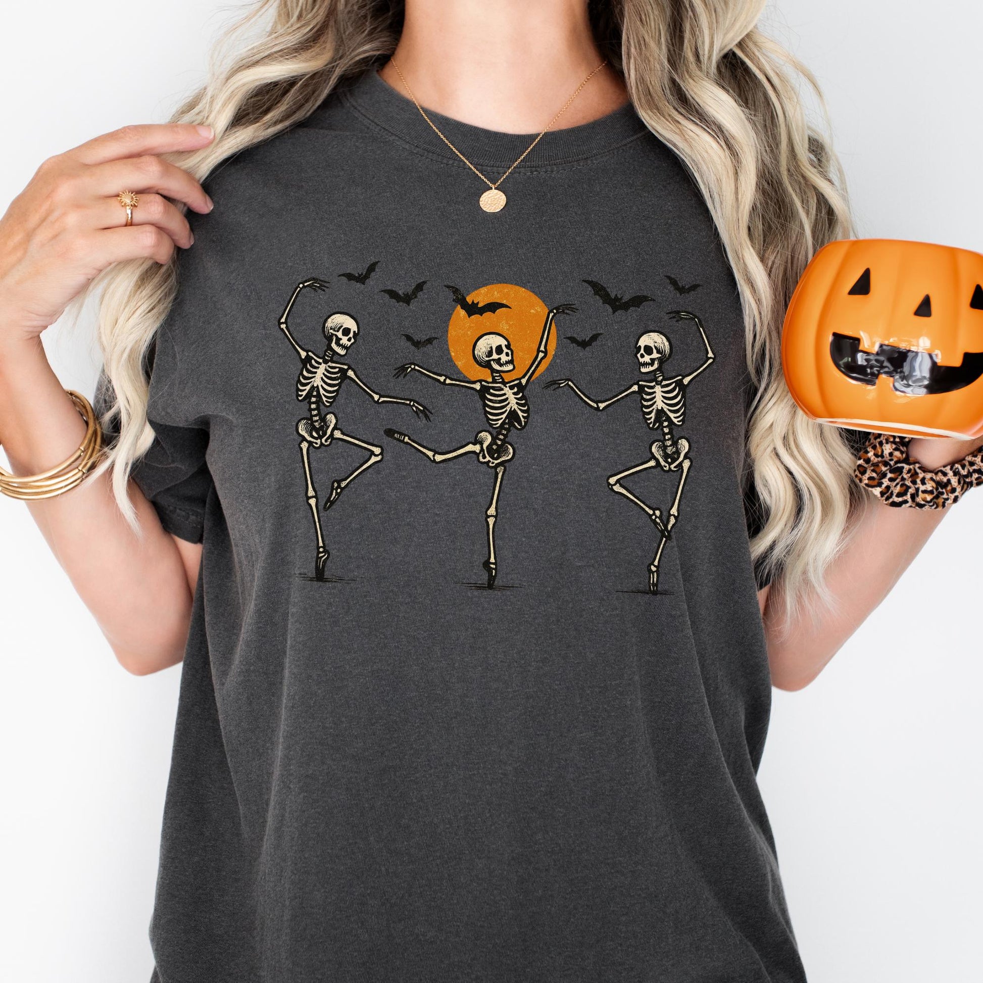 Dancing Skeleton Comfort Colors Shirt: Retro Halloween Tee