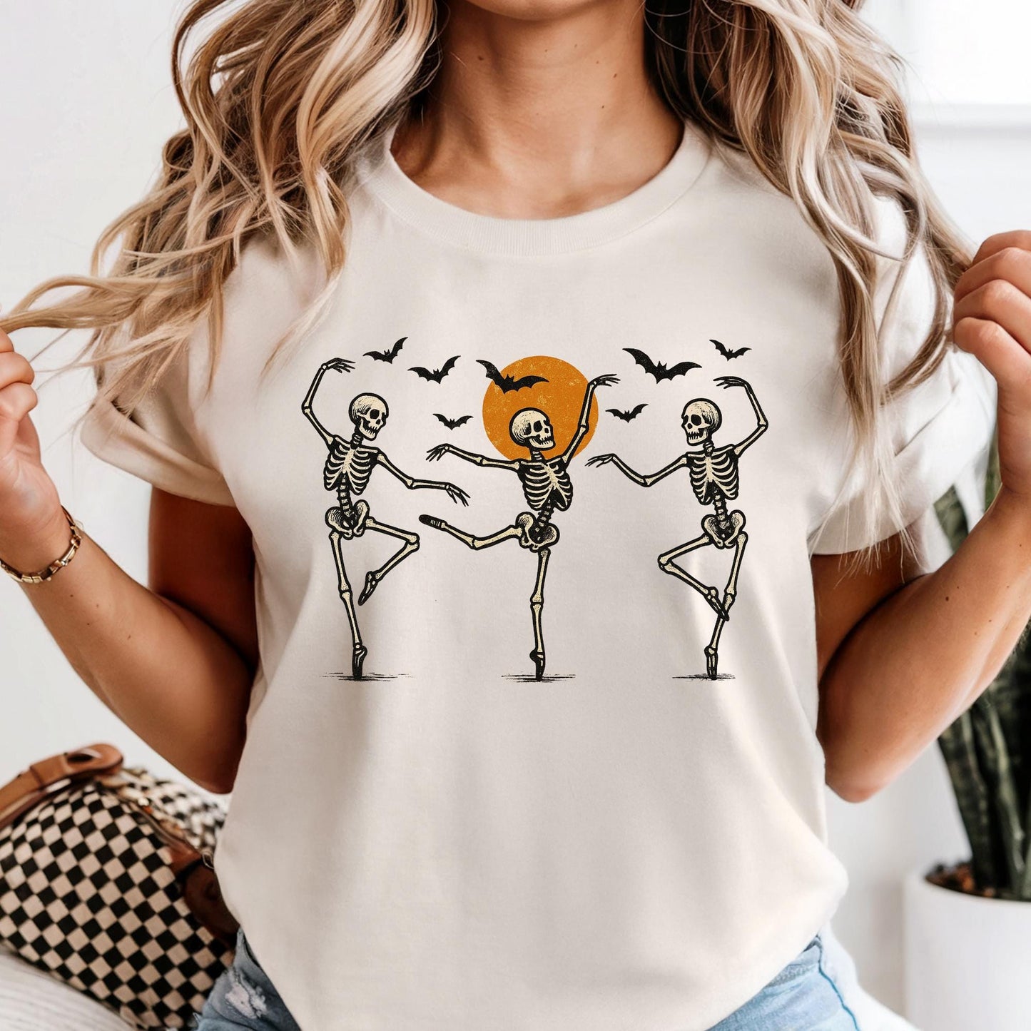 Dancing Skeleton Comfort Colors Shirt: Retro Halloween Tee