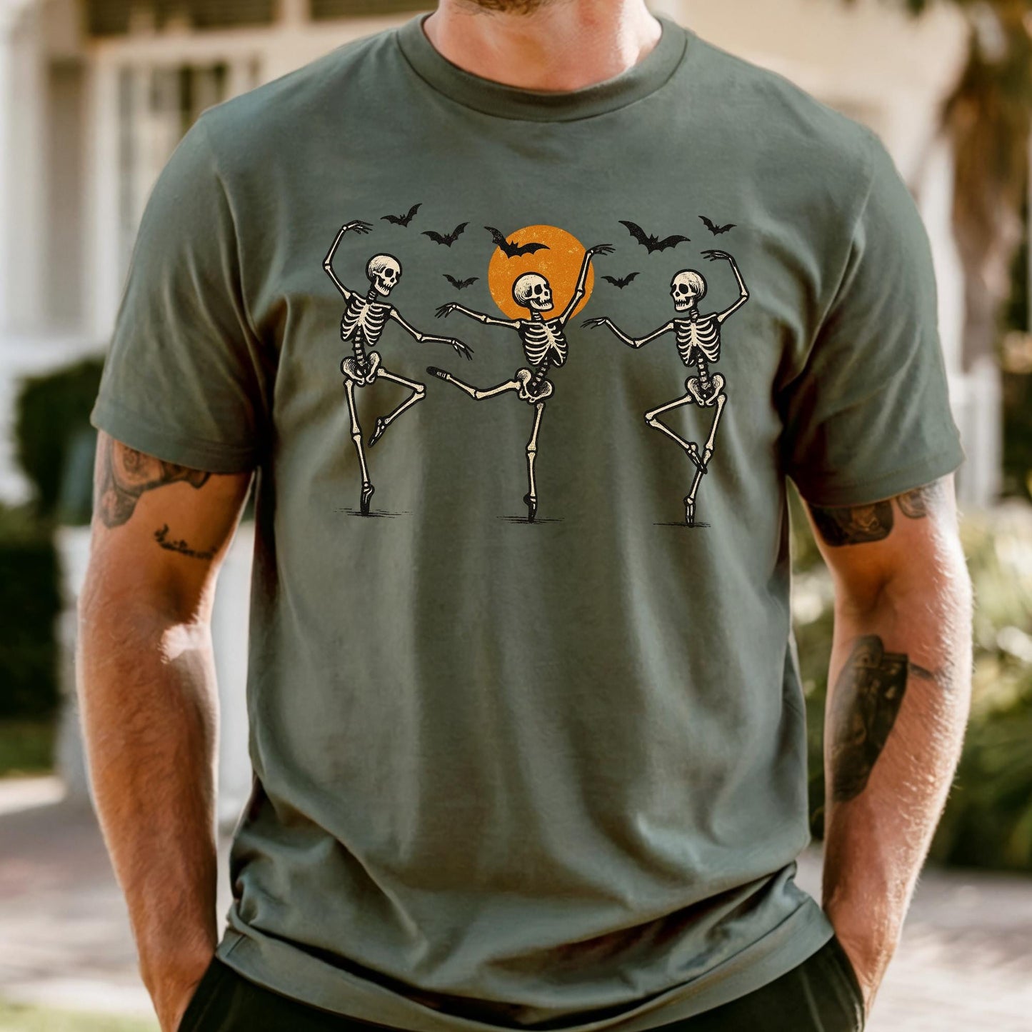 Dancing Skeleton Comfort Colors Shirt: Retro Halloween Tee