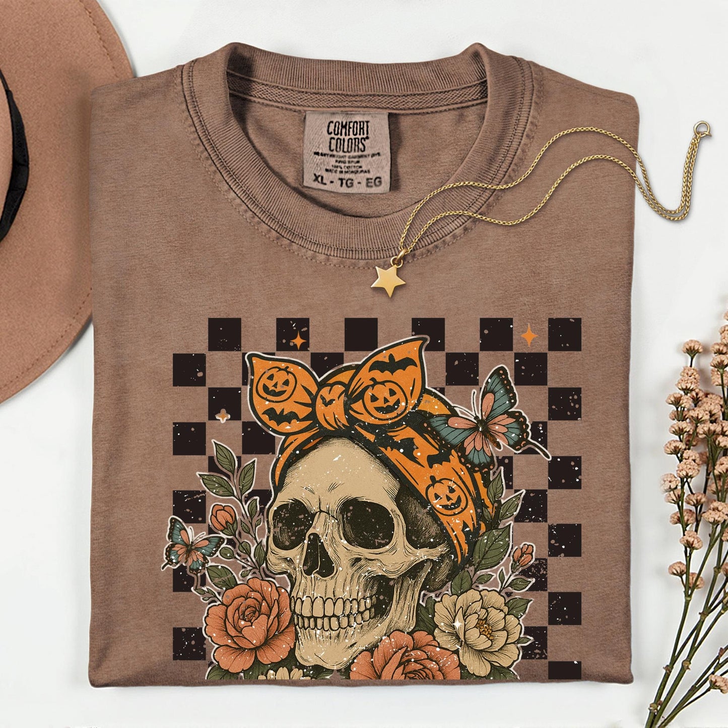 Skull Bow Halloween Shirt: Spooky Comfort Colors Tee