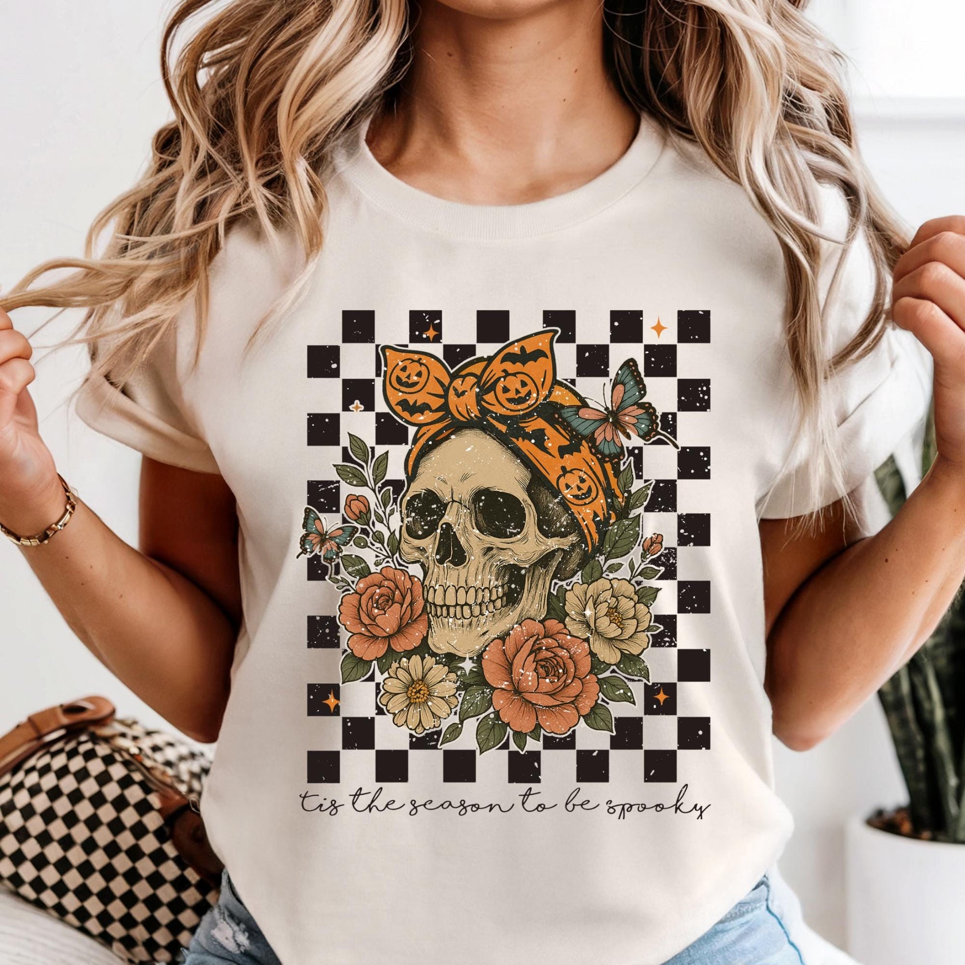 Skull Bow Halloween Shirt: Spooky Comfort Colors Tee