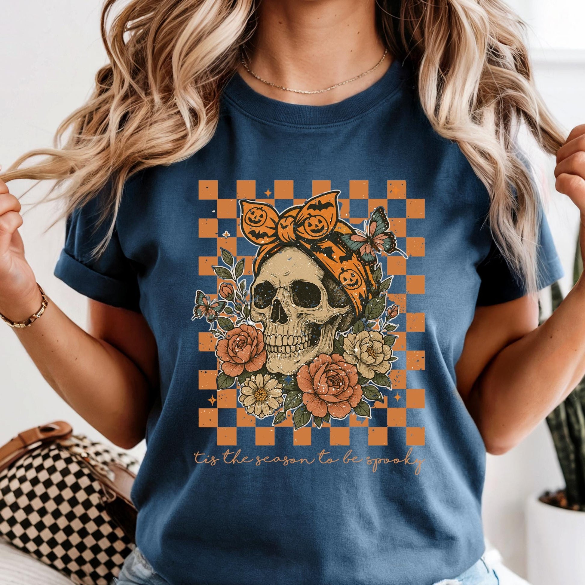 Skull Bow Halloween Shirt: Spooky Comfort Colors Tee