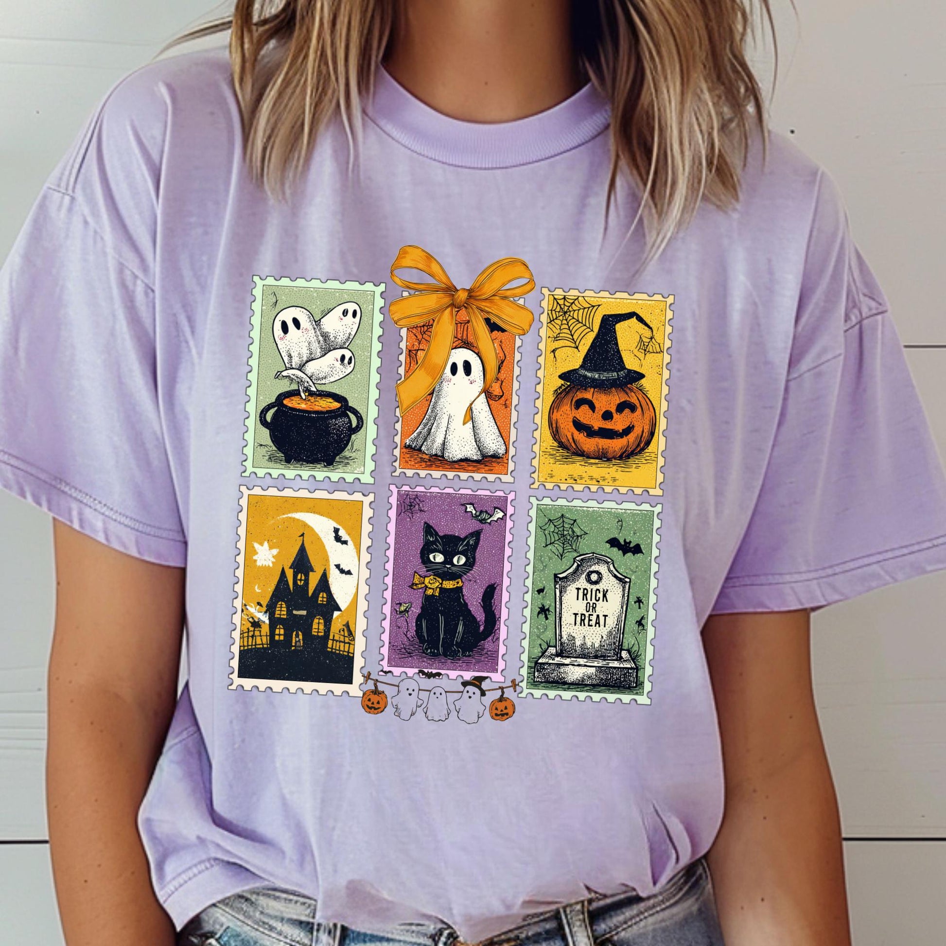 Halloween Cute Ghost Pumpkin Cat Shirt, Comfort Colors®, Cute Ghost Shirt, Retro Ghost Tee, Women's Halloween Shirt, Fall Spooky Cat shirt