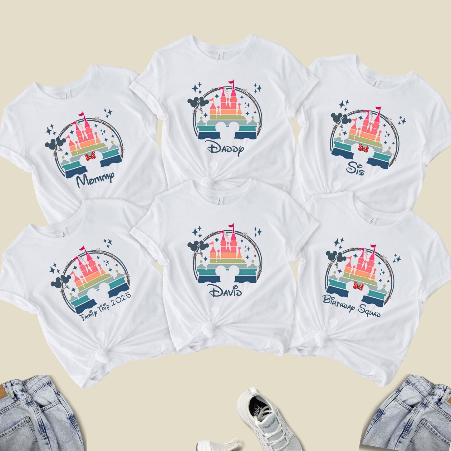 Custom Disney Trip Shirt, Disney Family Matching Shirts, Disneyland Trip Tee, Disney Castle 2025 T-shirt, Disney Birthday Squad Shirts
