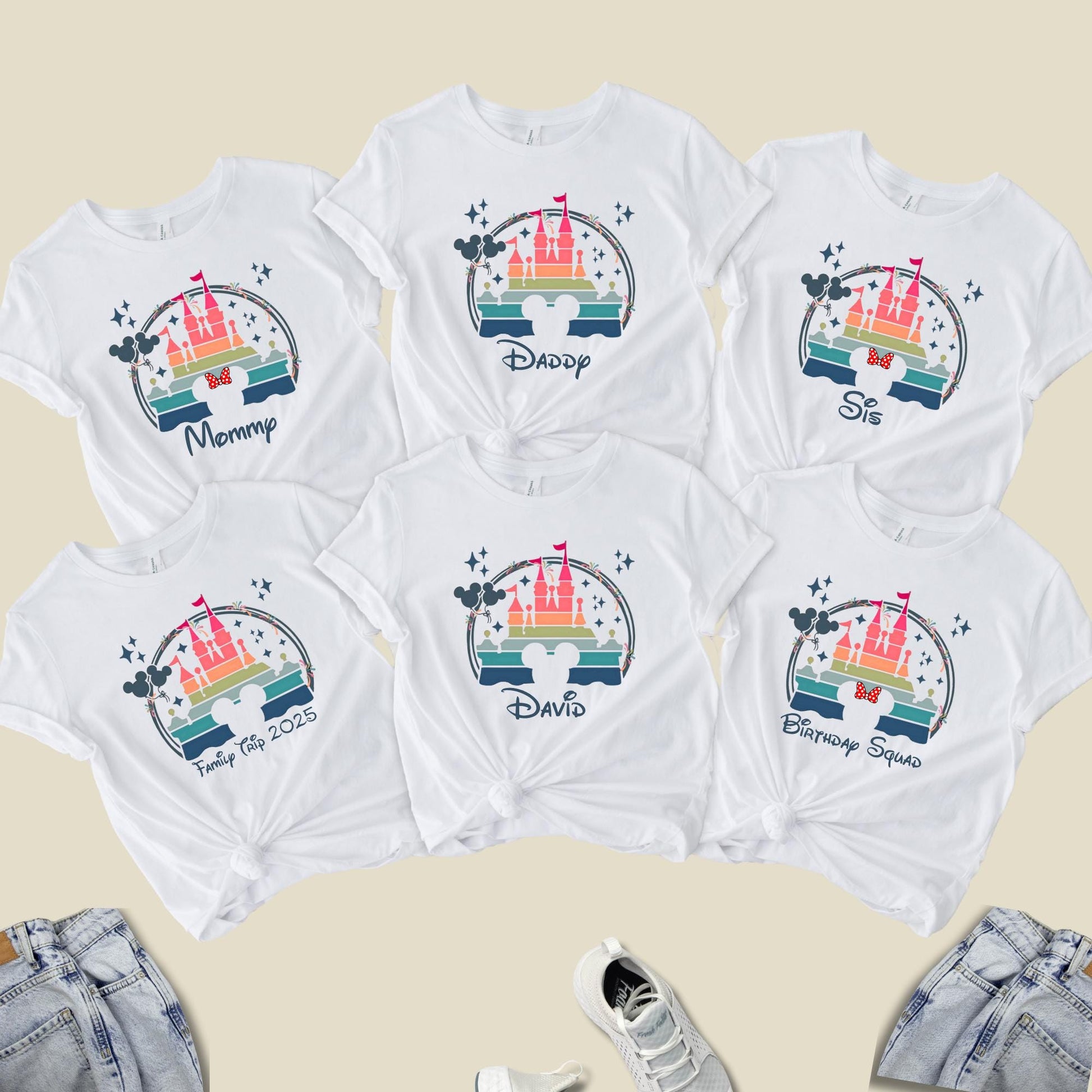 Custom Disney Trip Shirt, Disney Family Matching Shirts, Disneyland Trip Tee, Disney Castle 2025 T-shirt, Disney Birthday Squad Shirts
