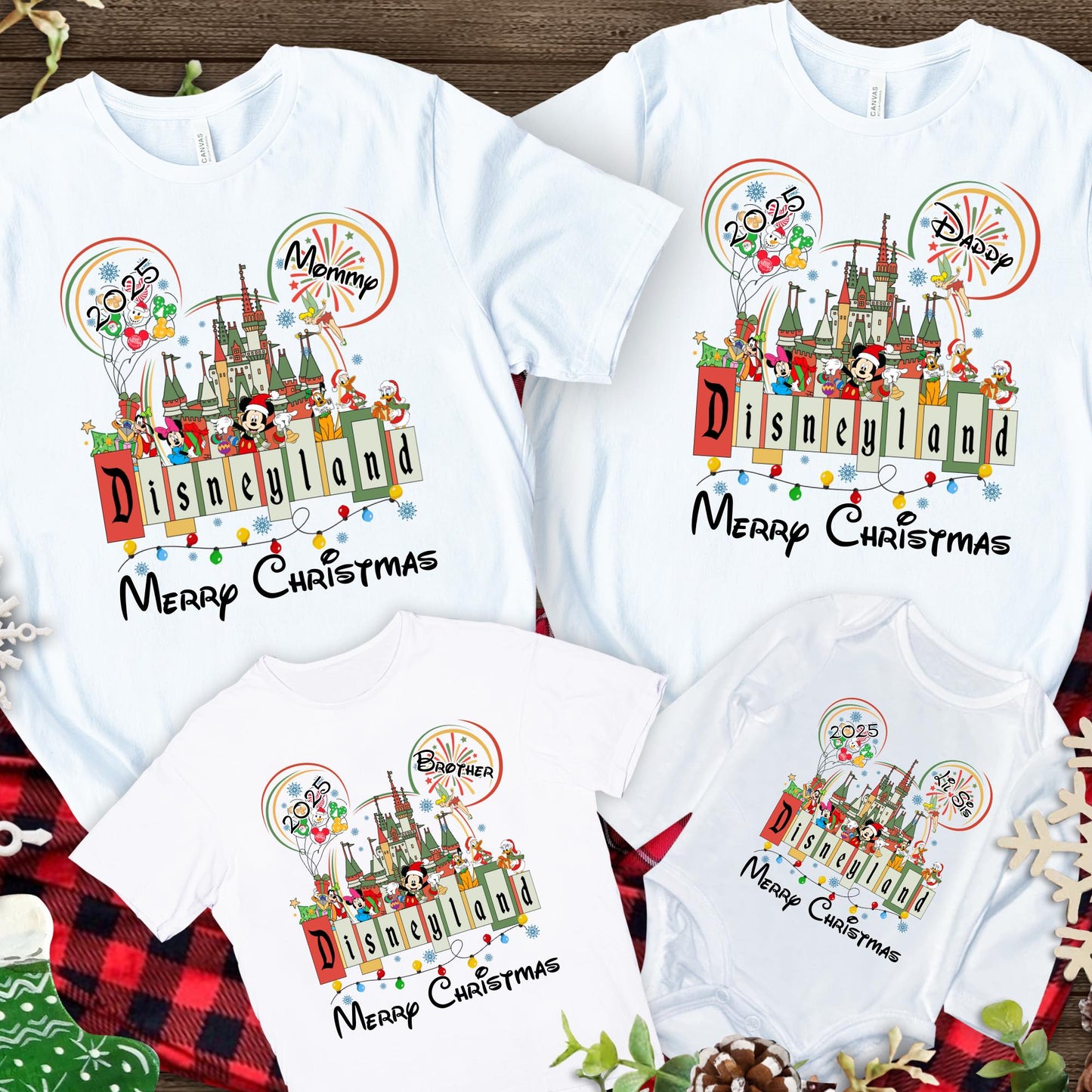 Custom Disney Christmas Shirt, Christmas Gift, Retro Disneyland Christmas T-shirt, Disneyland Shirt, Christmas Family Shirt