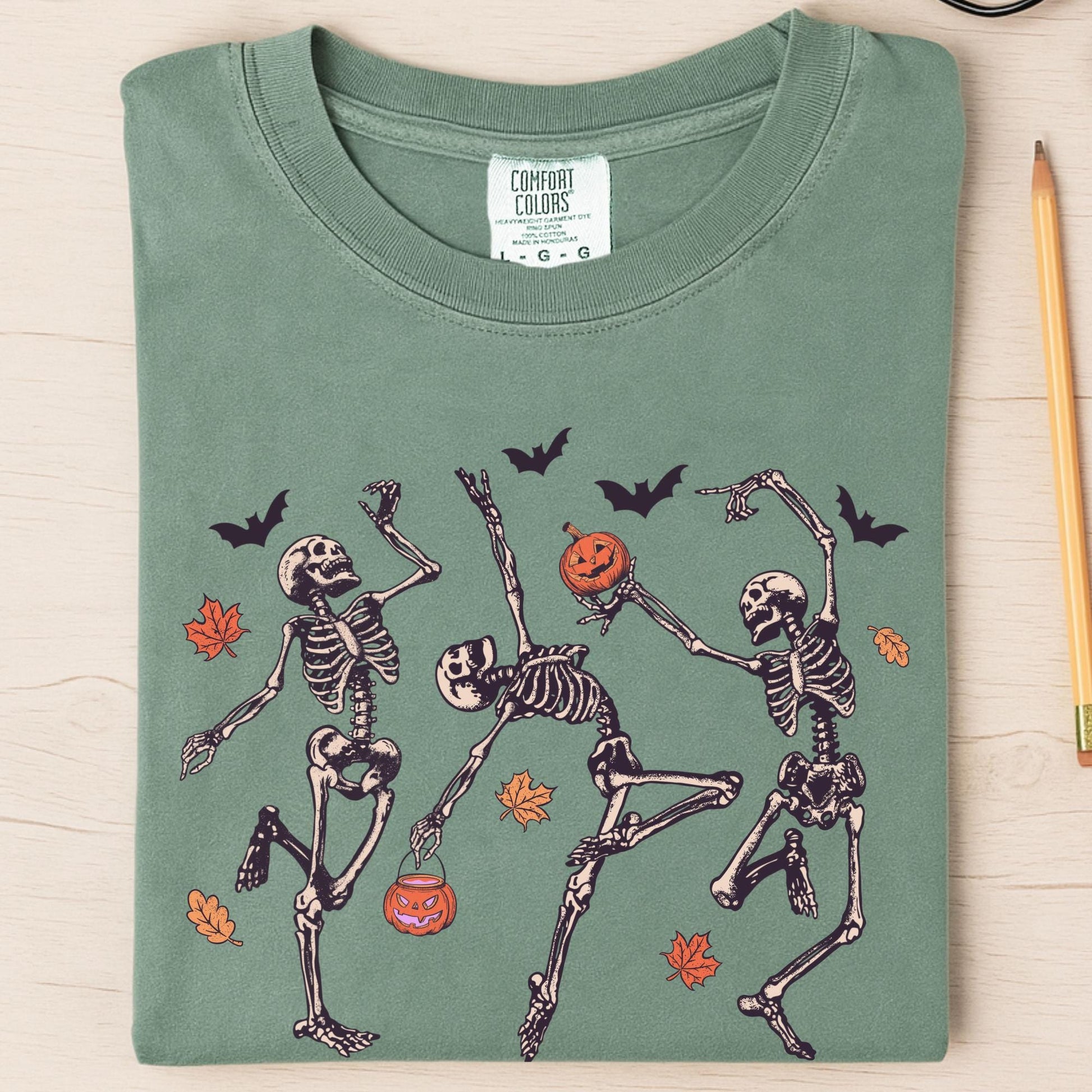 Skeleton Dancing Comfort Colors® Shirt, Have A Spooky Day Shirt, Pumpkin Shirt, Spooky Day Shirt, Halloween Gift