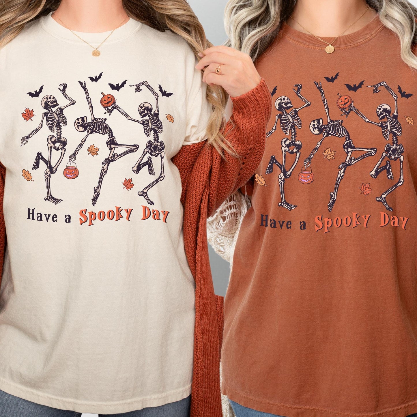 Skeleton Dancing Comfort Colors® Shirt, Have A Spooky Day Shirt, Pumpkin Shirt, Spooky Day Shirt, Halloween Gift
