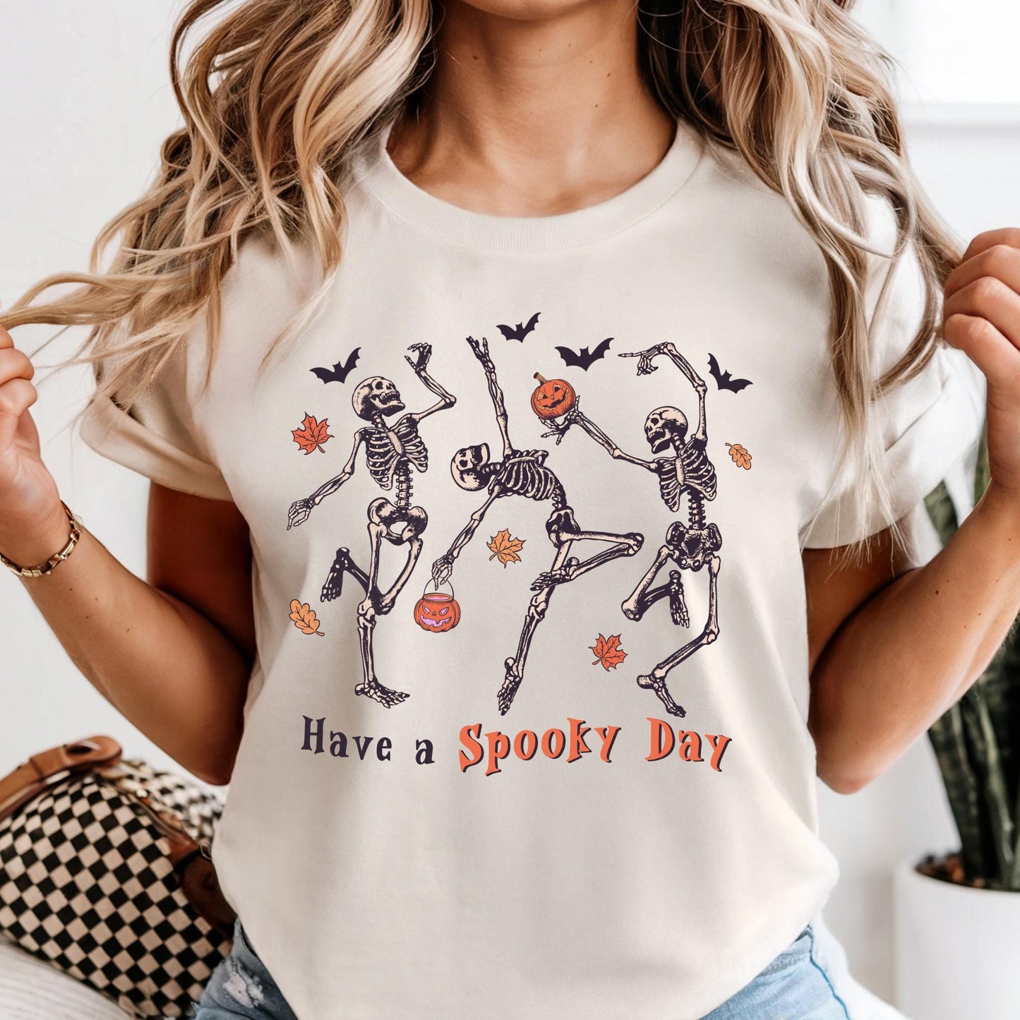Skeleton Dancing Comfort Colors® Shirt, Have A Spooky Day Shirt, Pumpkin Shirt, Spooky Day Shirt, Halloween Gift