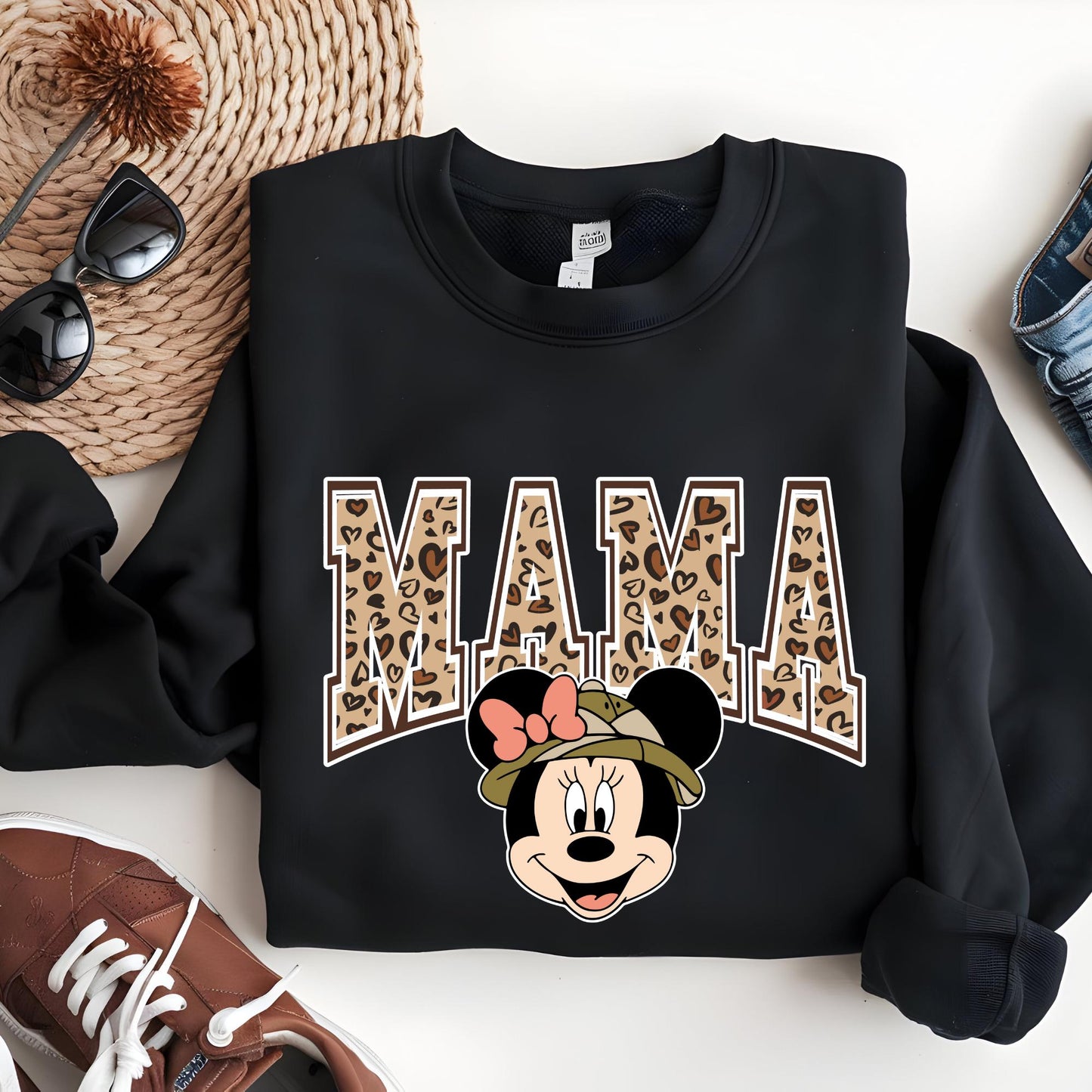 Disney Family Sweatshirt, Mama Mini Matching Hoodie, Leopard Minnie Sweat, New Mother Hoodie, Pregnancy Reveal Gift