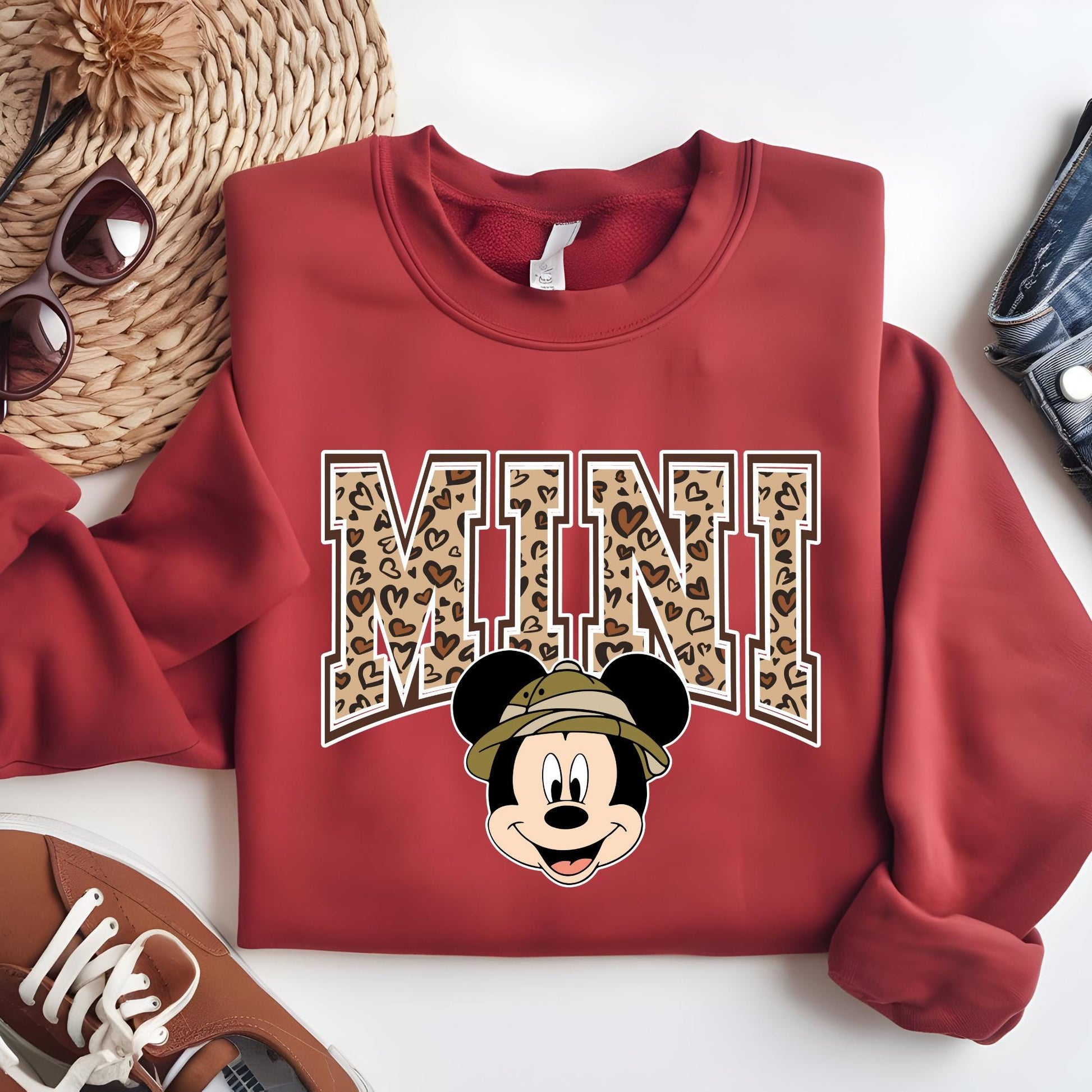 Disney Family Sweatshirt, Mama Mini Matching Hoodie, Leopard Minnie Sweat, New Mother Hoodie, Pregnancy Reveal Gift