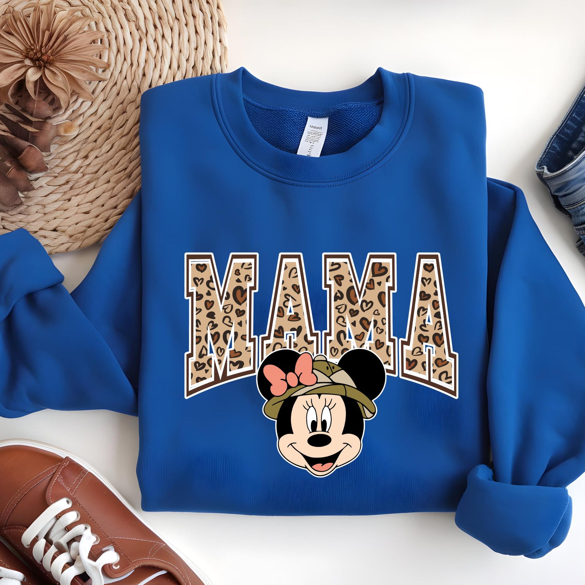 Disney Family Sweatshirt, Mama Mini Matching Hoodie, Leopard Minnie Sweat, New Mother Hoodie, Pregnancy Reveal Gift