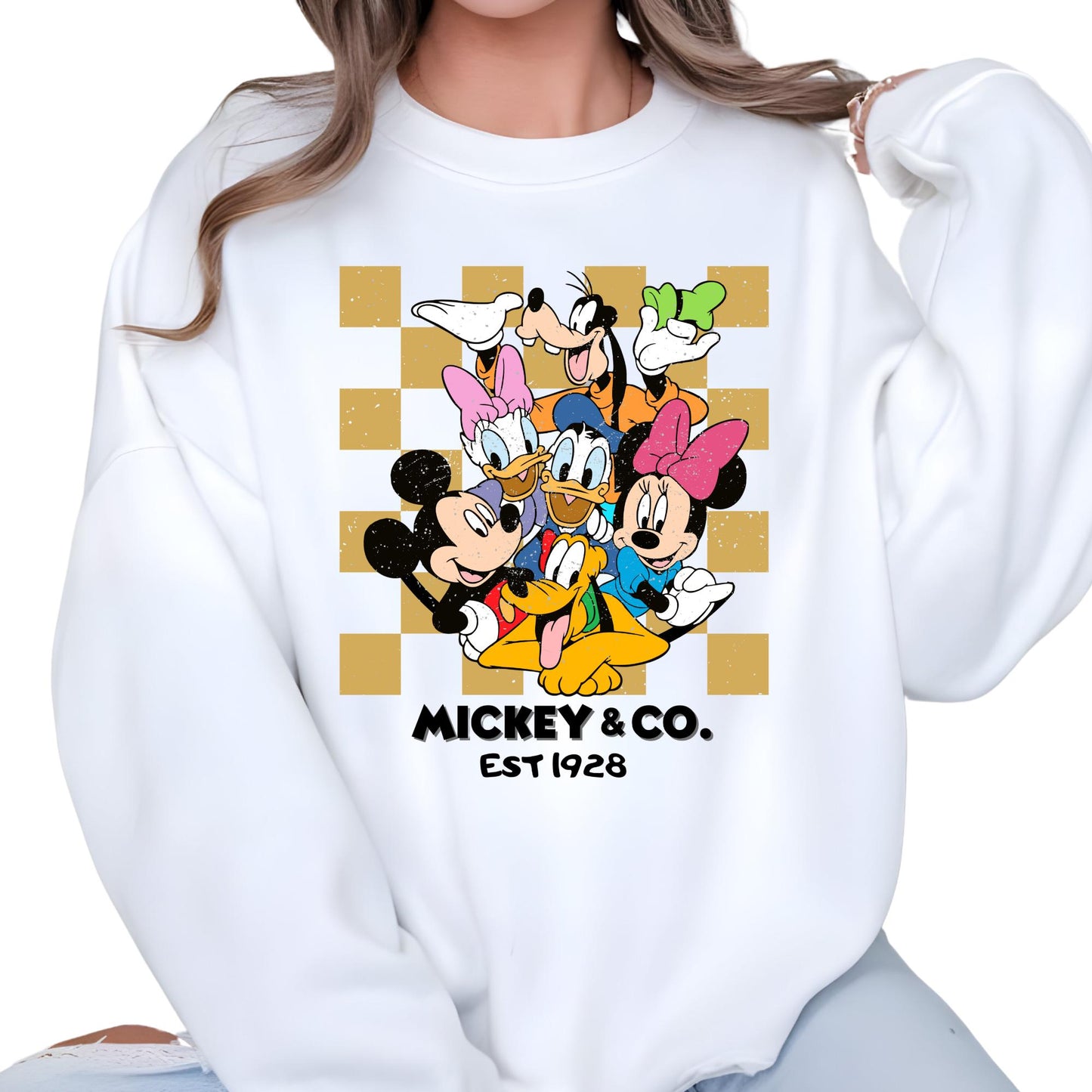 Mickey & Co 1928 Sweatshirt, Vintage Mickey and Friends Crewneck Sweat, Disneyworld Hoodie, Disney Family Gift