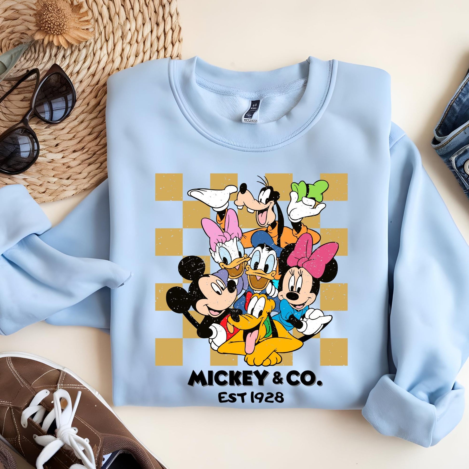 Mickey & Co 1928 Sweatshirt, Vintage Mickey and Friends Crewneck Sweat, Disneyworld Hoodie, Disney Family Gift