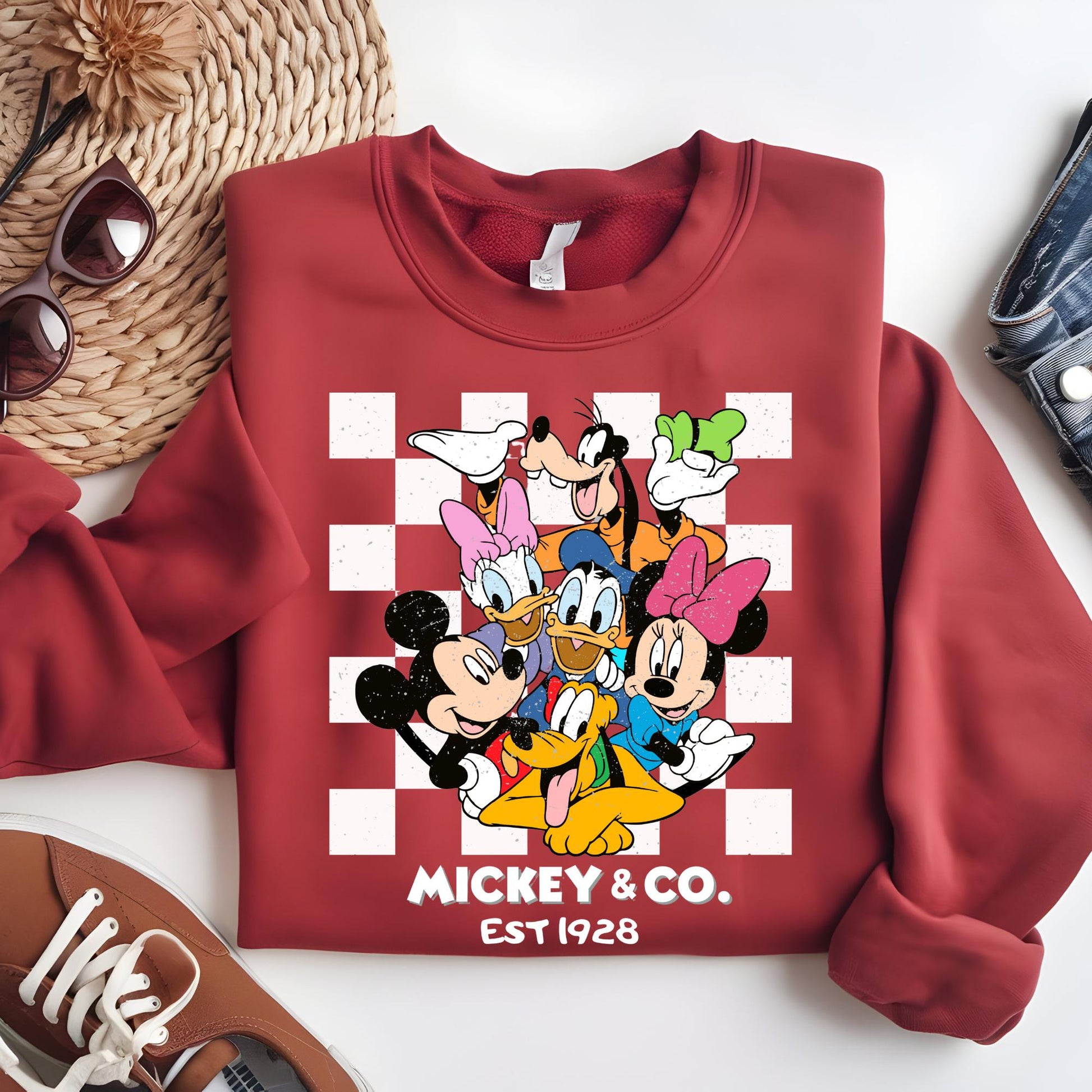 Mickey & Co 1928 Sweatshirt, Vintage Mickey and Friends Crewneck Sweat, Disneyworld Hoodie, Disney Family Gift