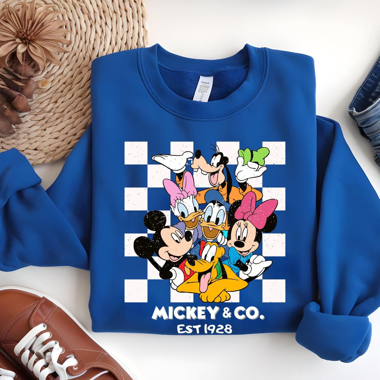 Mickey & Co 1928 Sweatshirt, Vintage Mickey and Friends Crewneck Sweat, Disneyworld Hoodie, Disney Family Gift
