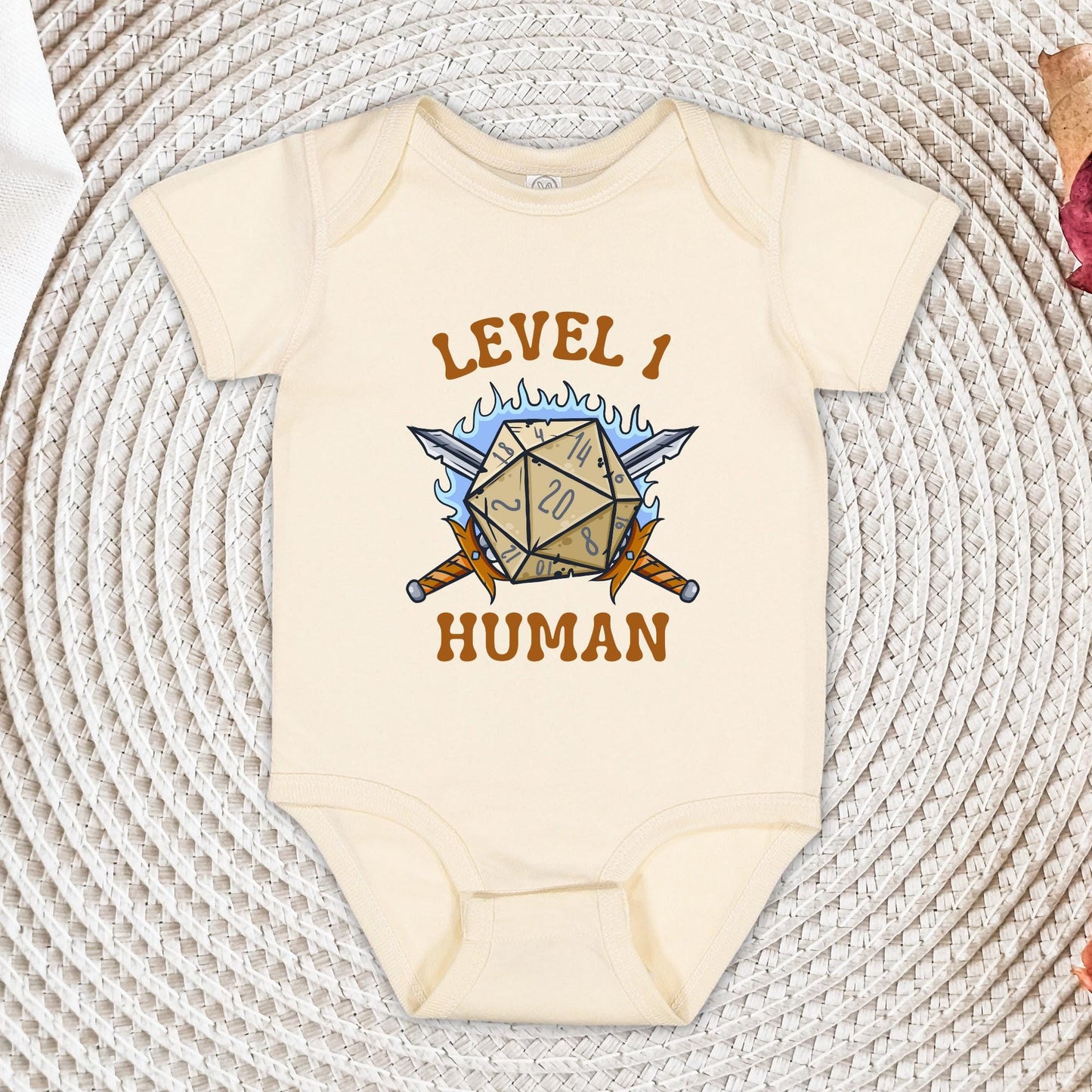 Level 1 Human Baby Onesie®, Twenty Sided Dice, MMO, RPG, Baby Shower Gift, Hipster Baby Shower Shirt, Baby Announcement, Newborn Outfit