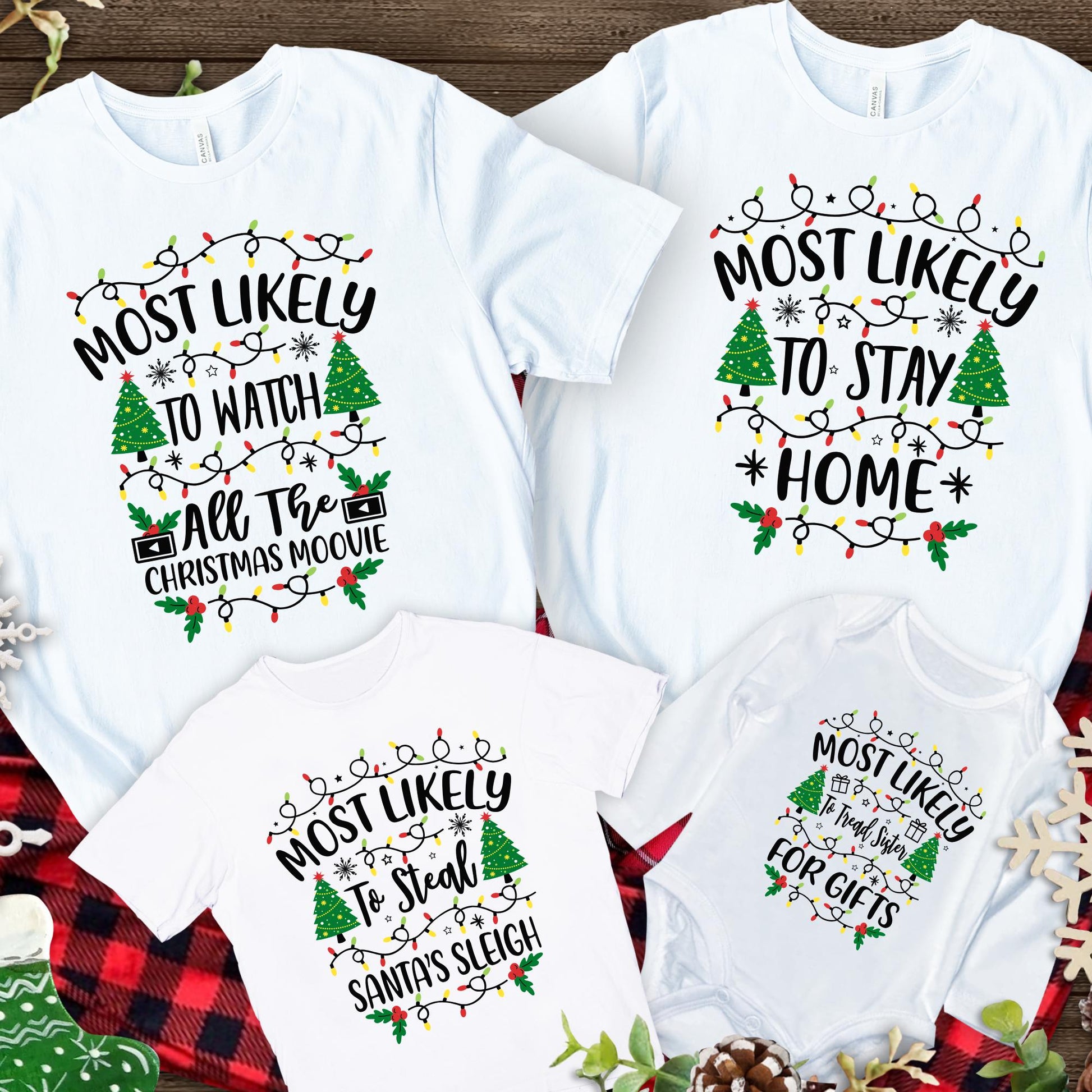 Most Likely to Christmas Shirt, Popular 40 Quotes Family Matching Christmas T-shirts, Christmas Shirt, Funny Christmas Shirts, Xmas Pajamas