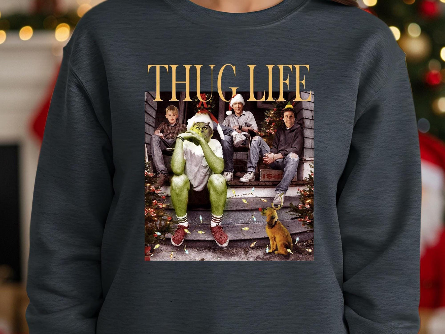 Thug Life Christmas Sweatshirt Christmas Movie Hoodie Christmas Friends Sweat Christmas Gifts for Women Holiday Crewneck Xmas