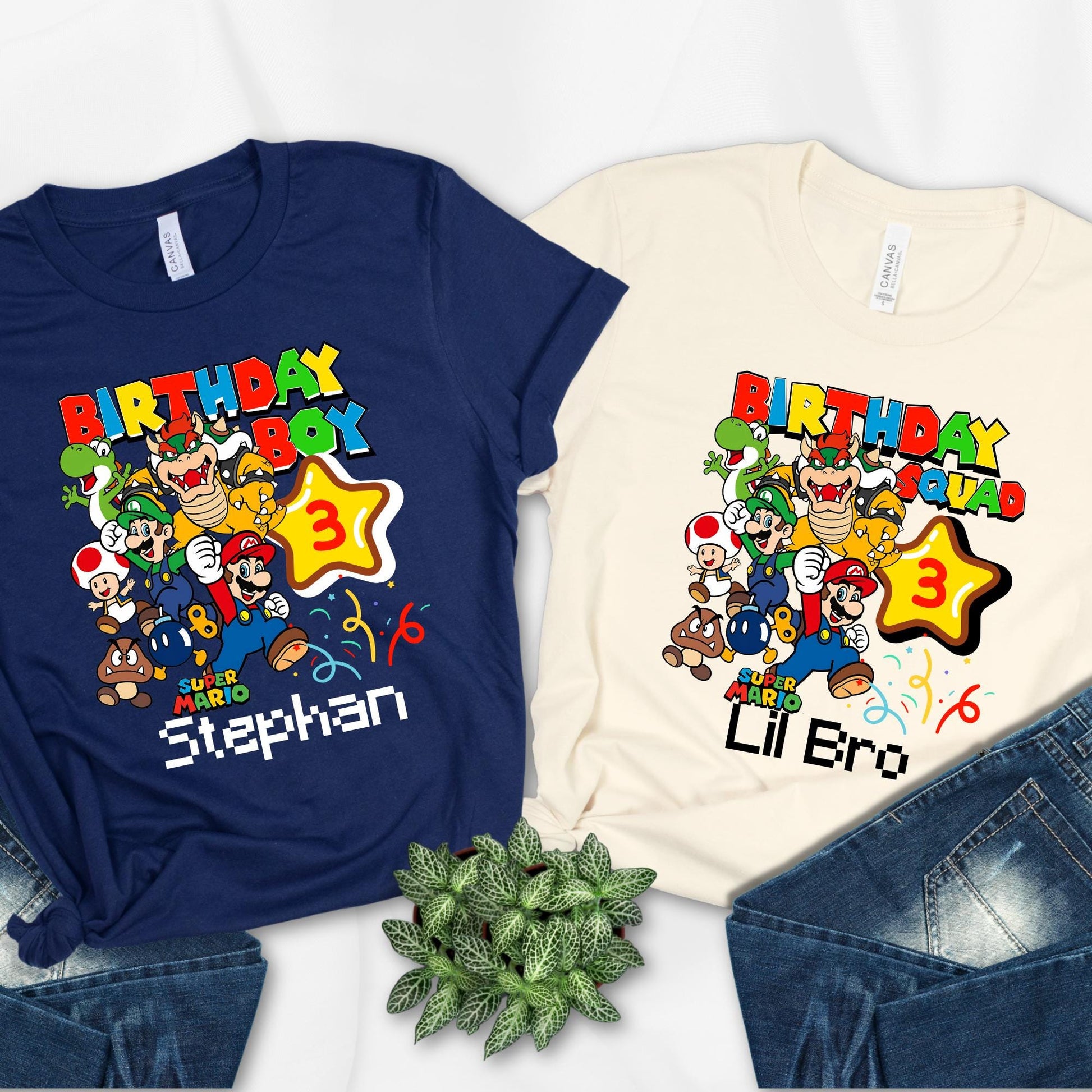 Custom Super Mario Birthday Shirt Kids Family Mario Party Tee, Super Daddy and Mommy Birthday Gift, Birthday Boy Shirt, Birthday Squad Tee