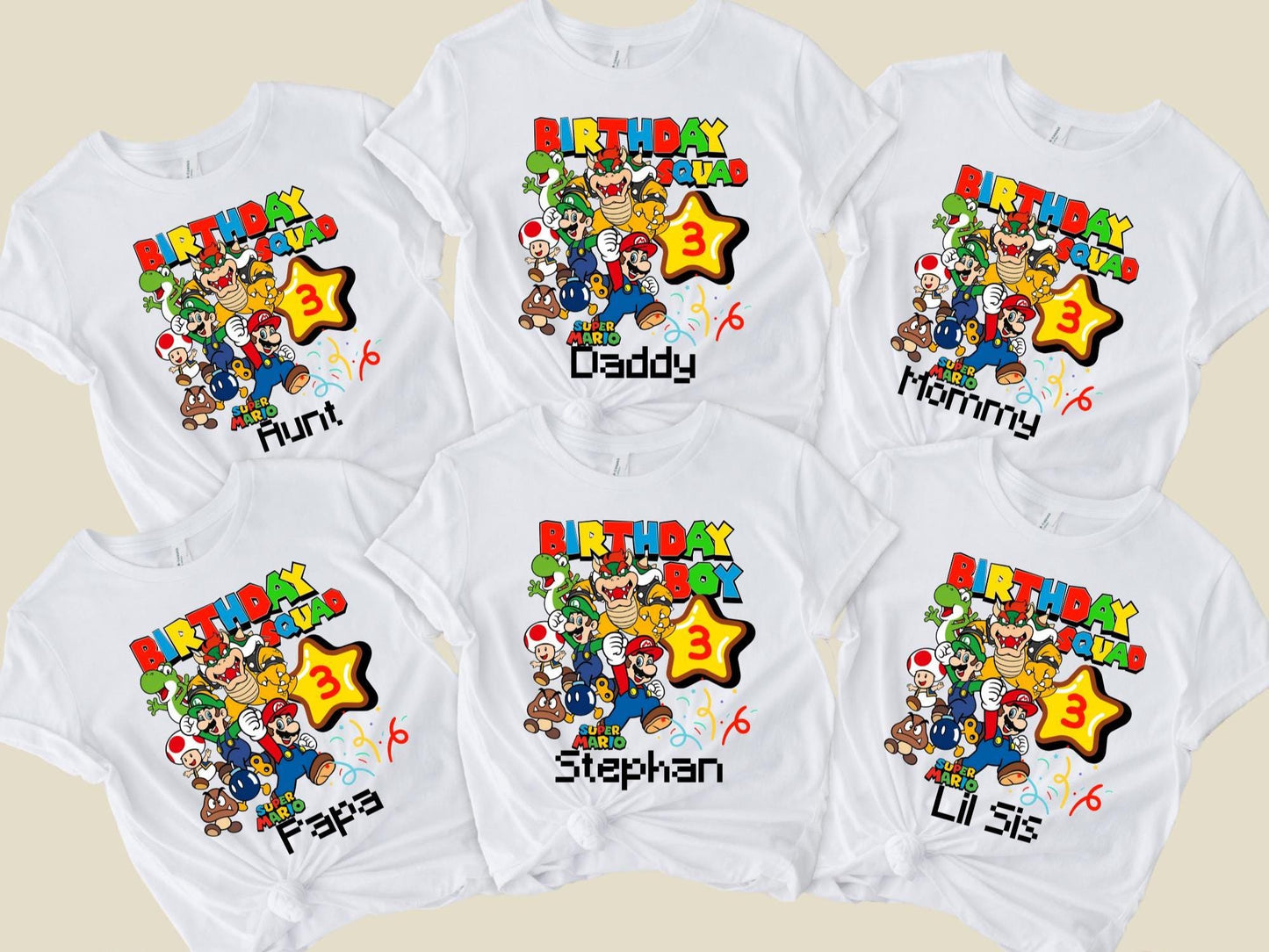 Custom Super Mario Birthday Shirt Kids Family Mario Party Tee, Super Daddy and Mommy Birthday Gift, Birthday Boy Shirt, Birthday Squad Tee