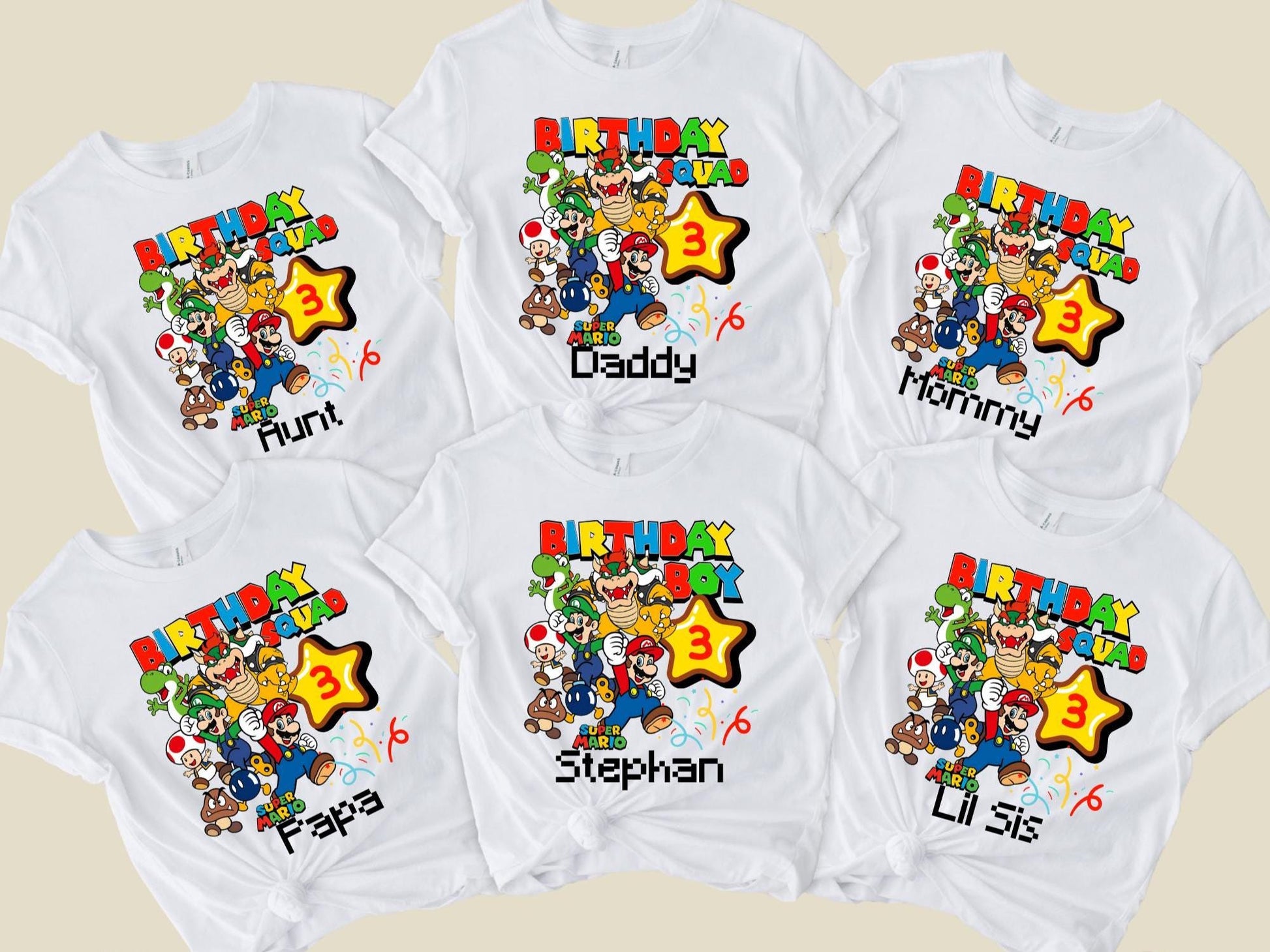 Custom Super Mario Birthday Shirt Kids Family Mario Party Tee, Super Daddy and Mommy Birthday Gift, Birthday Boy Shirt, Birthday Squad Tee