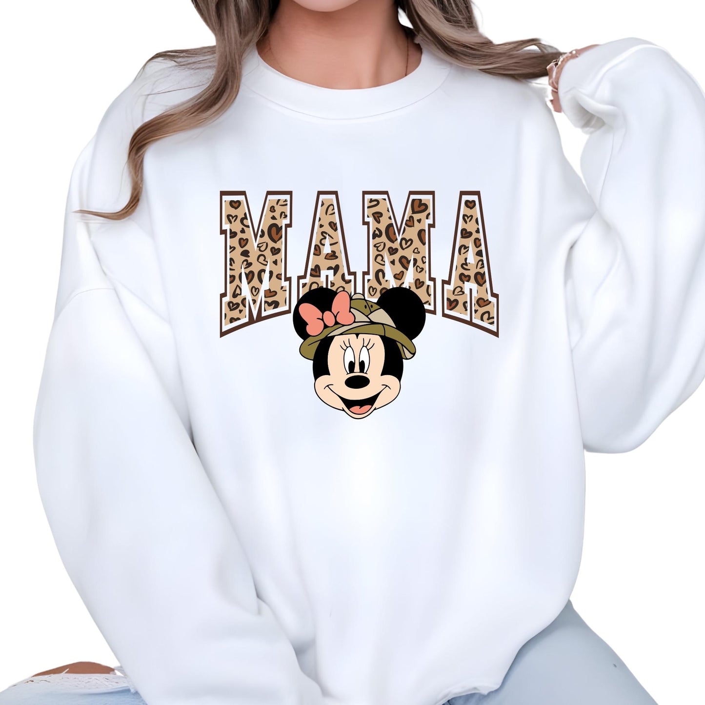 Disney Family Sweatshirt, Mama Mini Matching Hoodie, Leopard Minnie Sweat, New Mother Hoodie, Pregnancy Reveal Gift