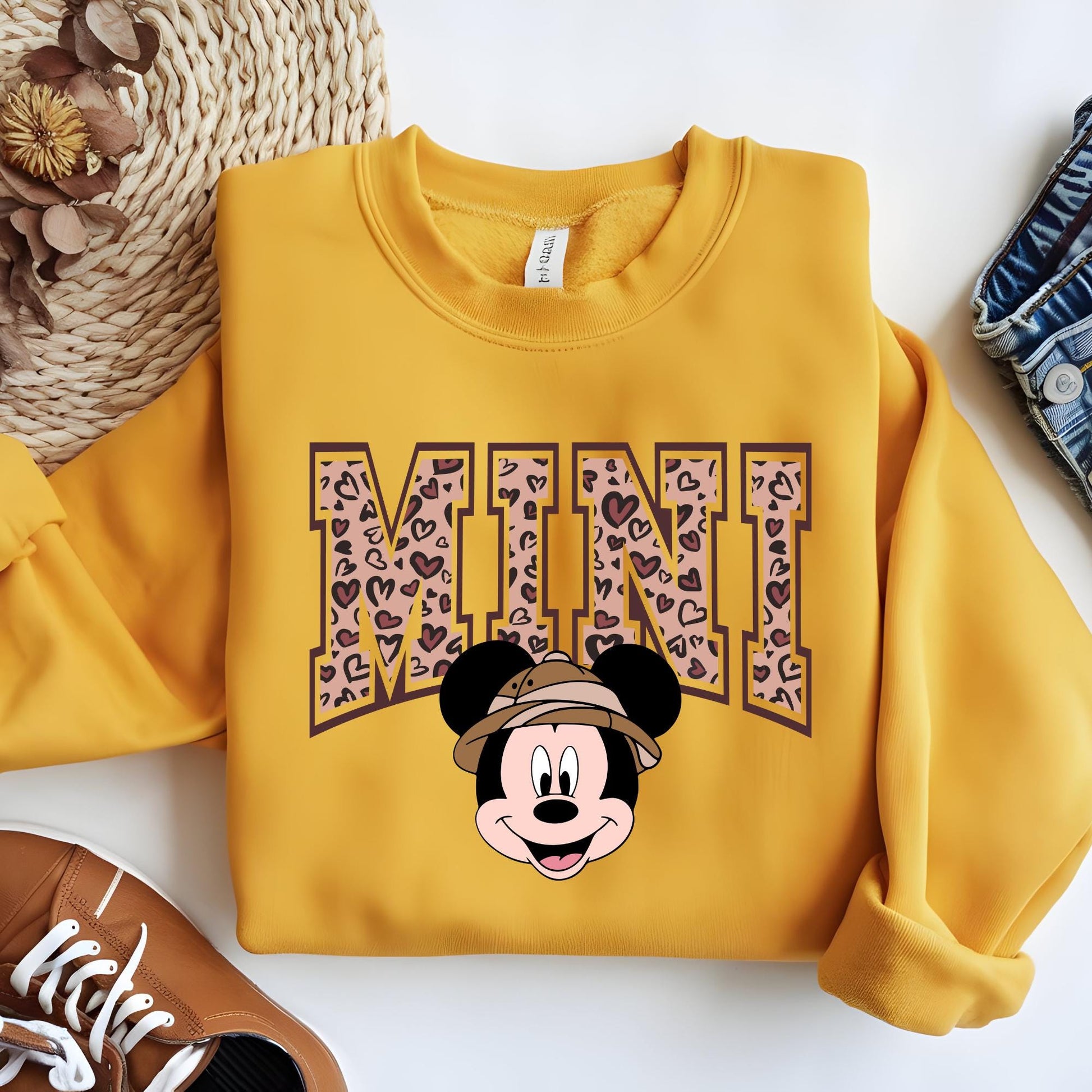 Disney Family Sweatshirt, Mama Mini Matching Hoodie, Leopard Minnie Sweat, New Mother Hoodie, Pregnancy Reveal Gift