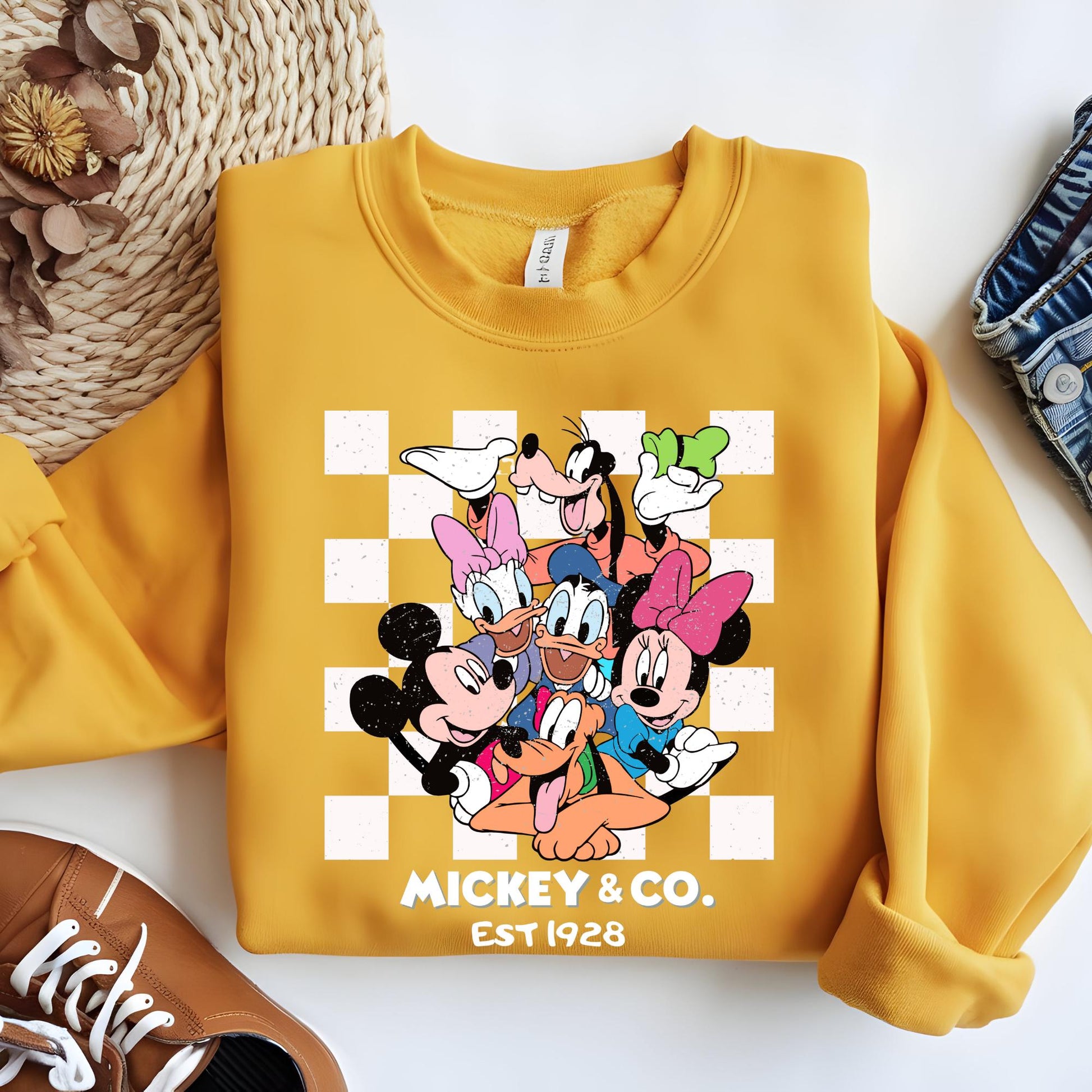 Mickey & Co 1928 Sweatshirt, Vintage Mickey and Friends Crewneck Sweat, Disneyworld Hoodie, Disney Family Gift