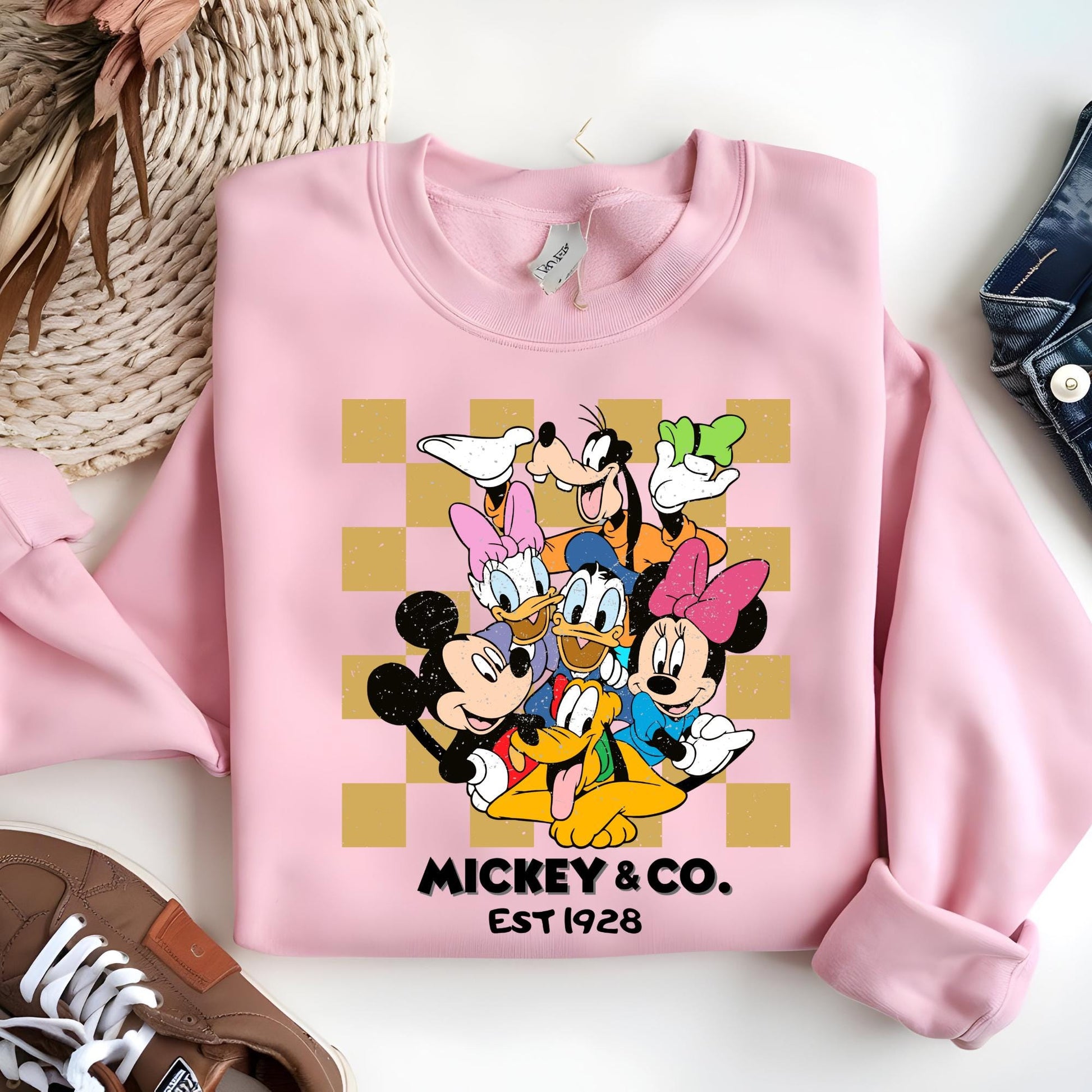 Mickey & Co 1928 Sweatshirt, Vintage Mickey and Friends Crewneck Sweat, Disneyworld Hoodie, Disney Family Gift