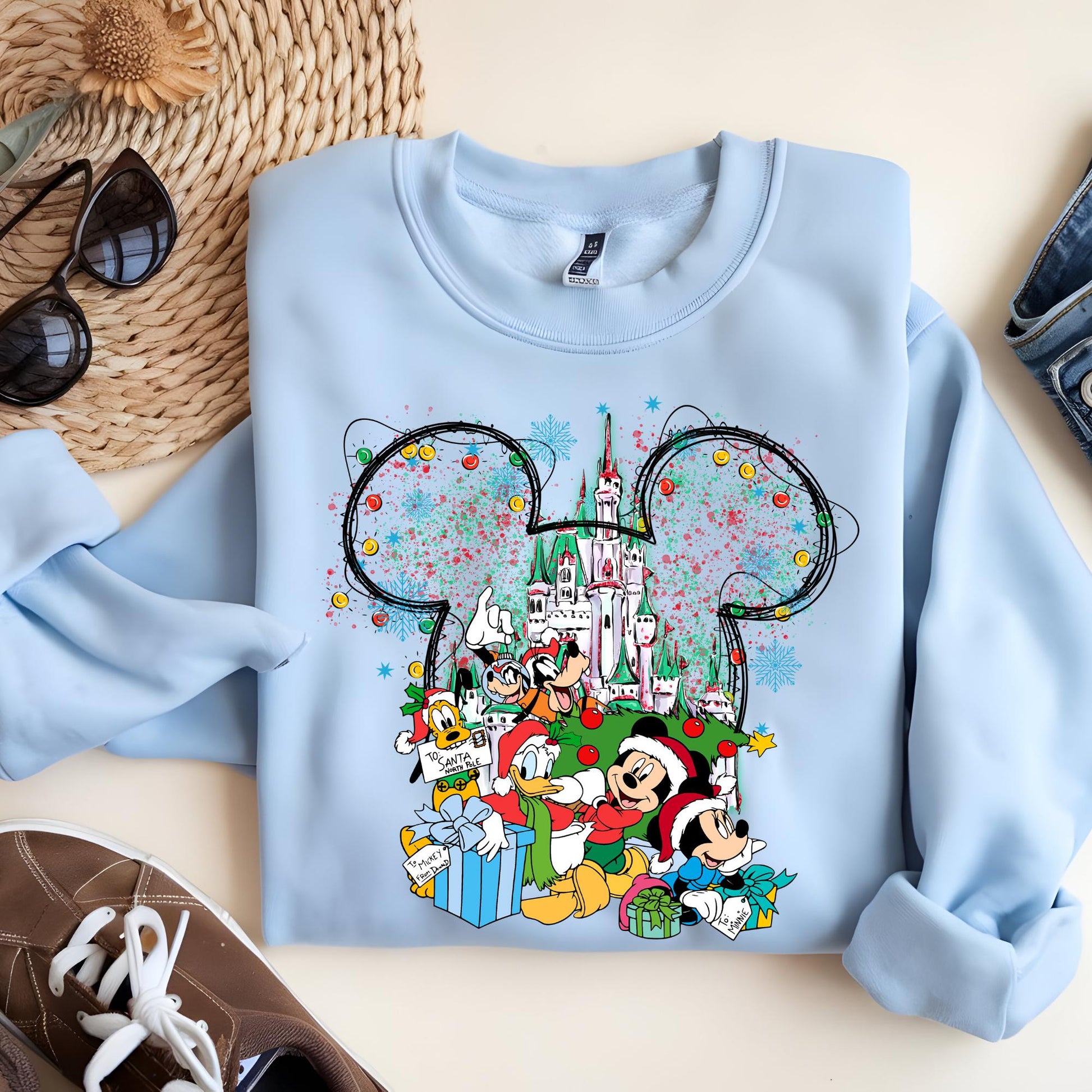 Personalized Disney Christmas Sweatshirt, Mickey Minnie Sweat, Disney Merry Christmas Sweatshirt, Disney Hoodie, Disney World Family Shirt