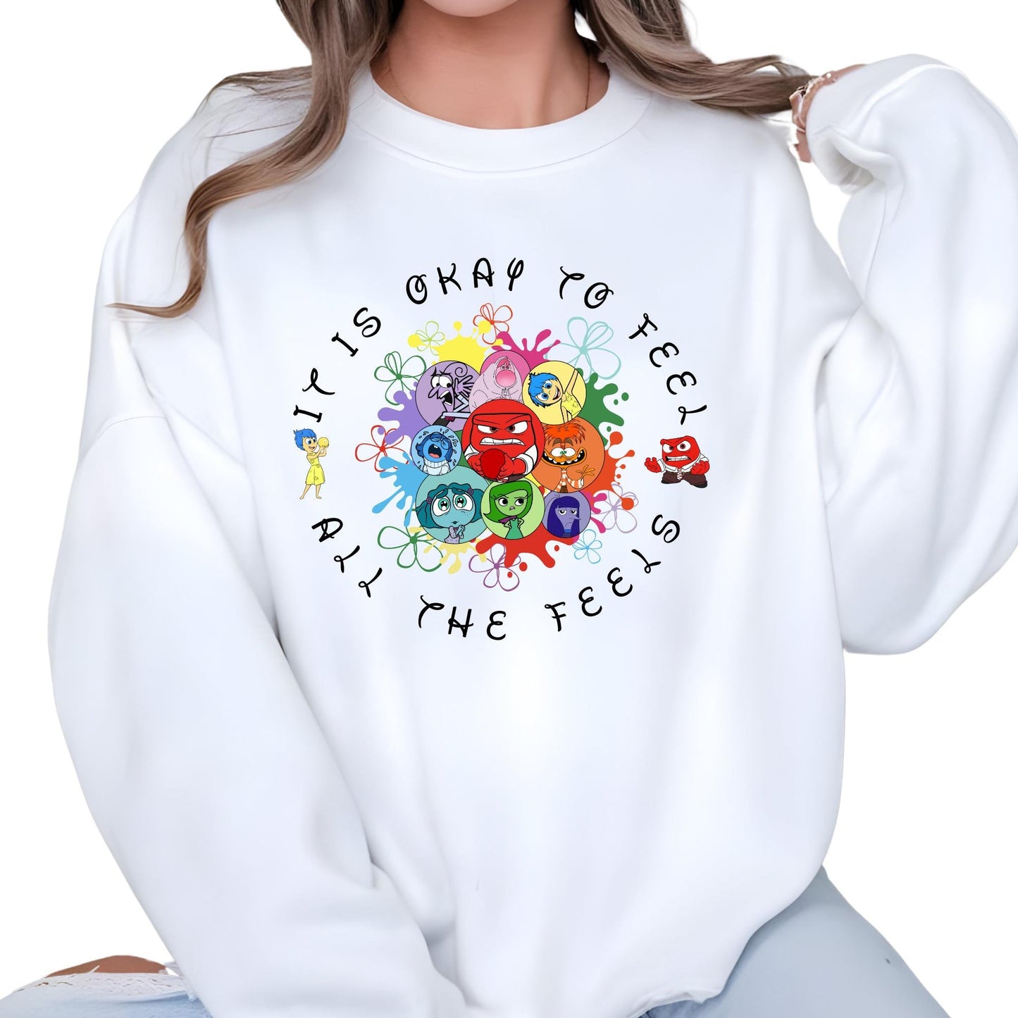 Disney Inside Out It's Okay To Feel All The Feels Sweatshirt, Mental Health Sweat, Inclusion Hoodie Inside Out Speech Therapy Sweatshirt