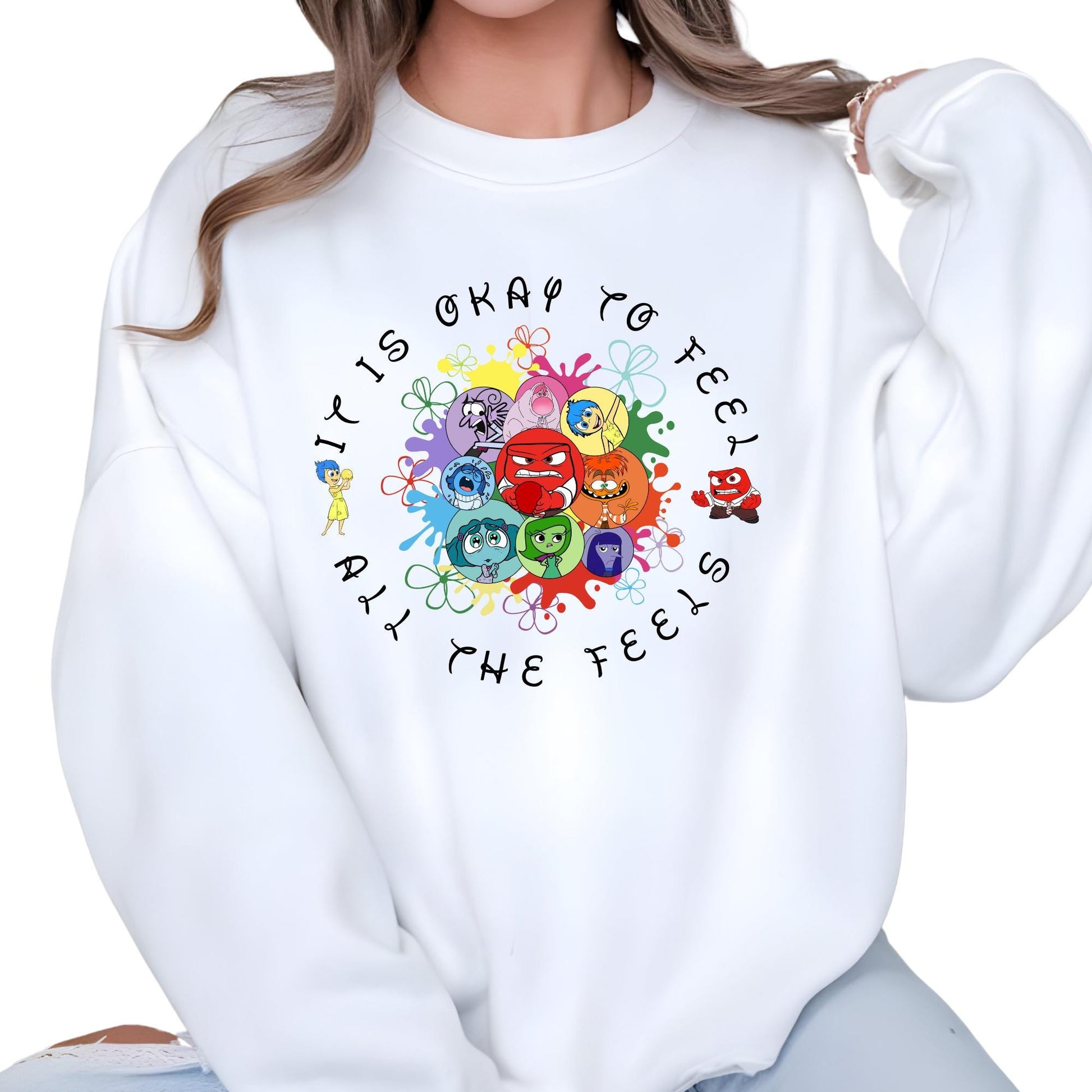 Disney Inside Out It's Okay To Feel All The Feels Sweatshirt, Mental Health Sweat, Inclusion Hoodie Inside Out Speech Therapy Sweatshirt